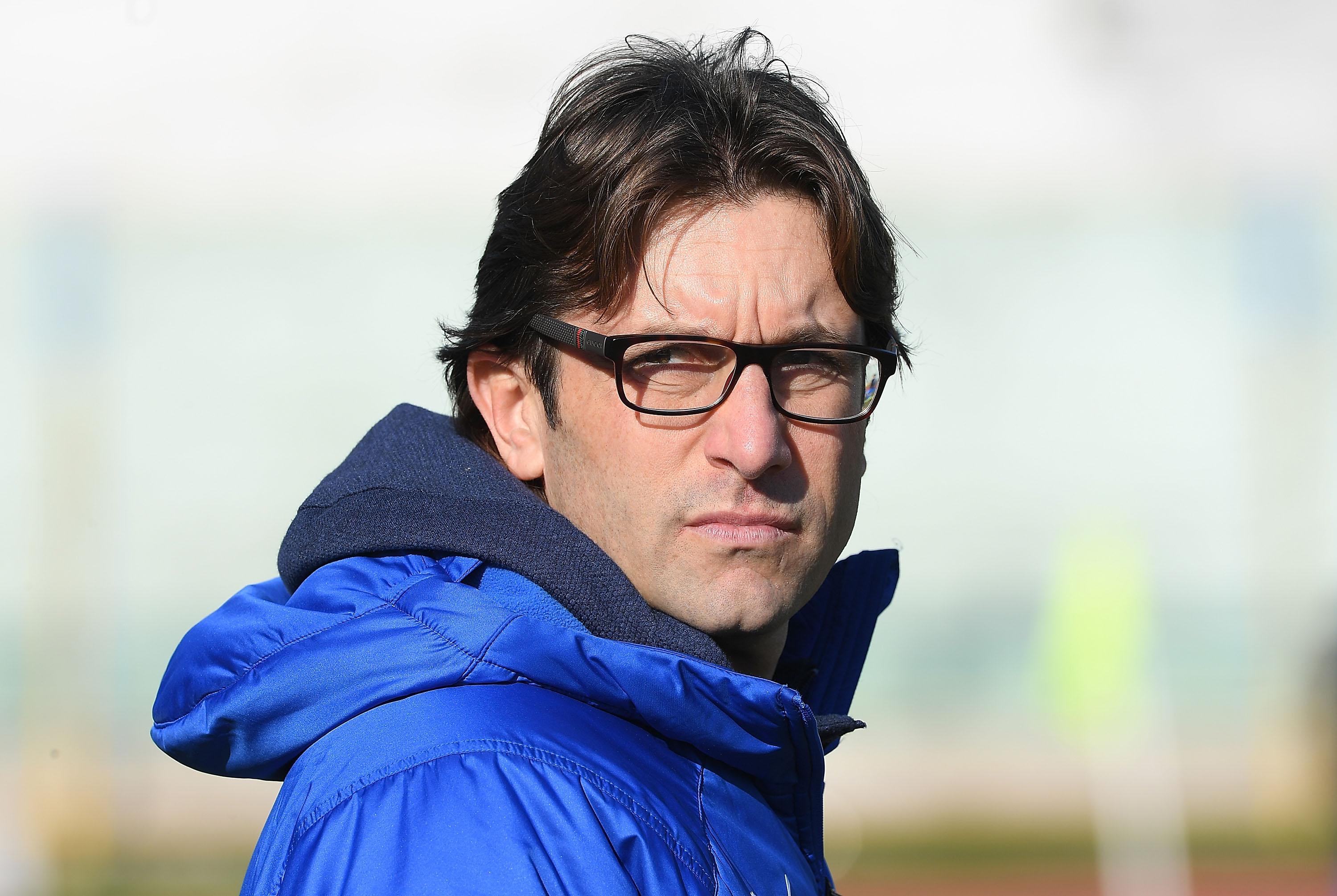 CASERTA, ITALY - JANUARY 16: Coach of Italy U19 Federico Guidi looks on during the International Friendly match between Italy U19 and Spain U19 on January 16, 2019 in Caserta, Italy. (Photo by Francesco Pecoraro/Getty Images)