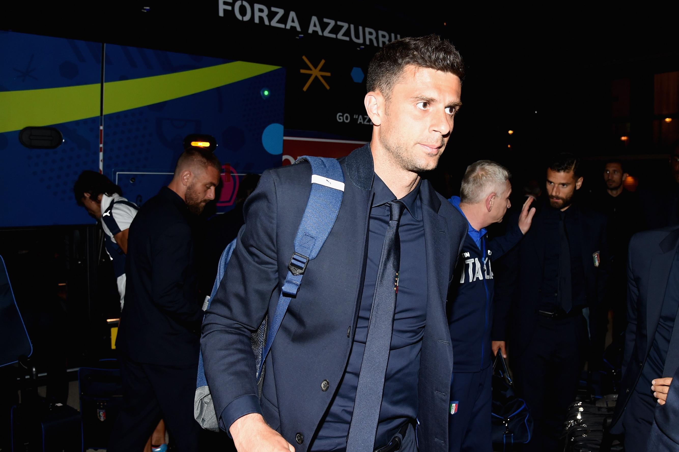 MONTPELLIER, FRANCE - JUNE 08:  Thiago Motta of Italy arrives in Montpellier on June 8, 2016 in Montpellier, France.  (Photo by Claudio Villa/Getty Images) *** Local Caption *** Thiago Motta