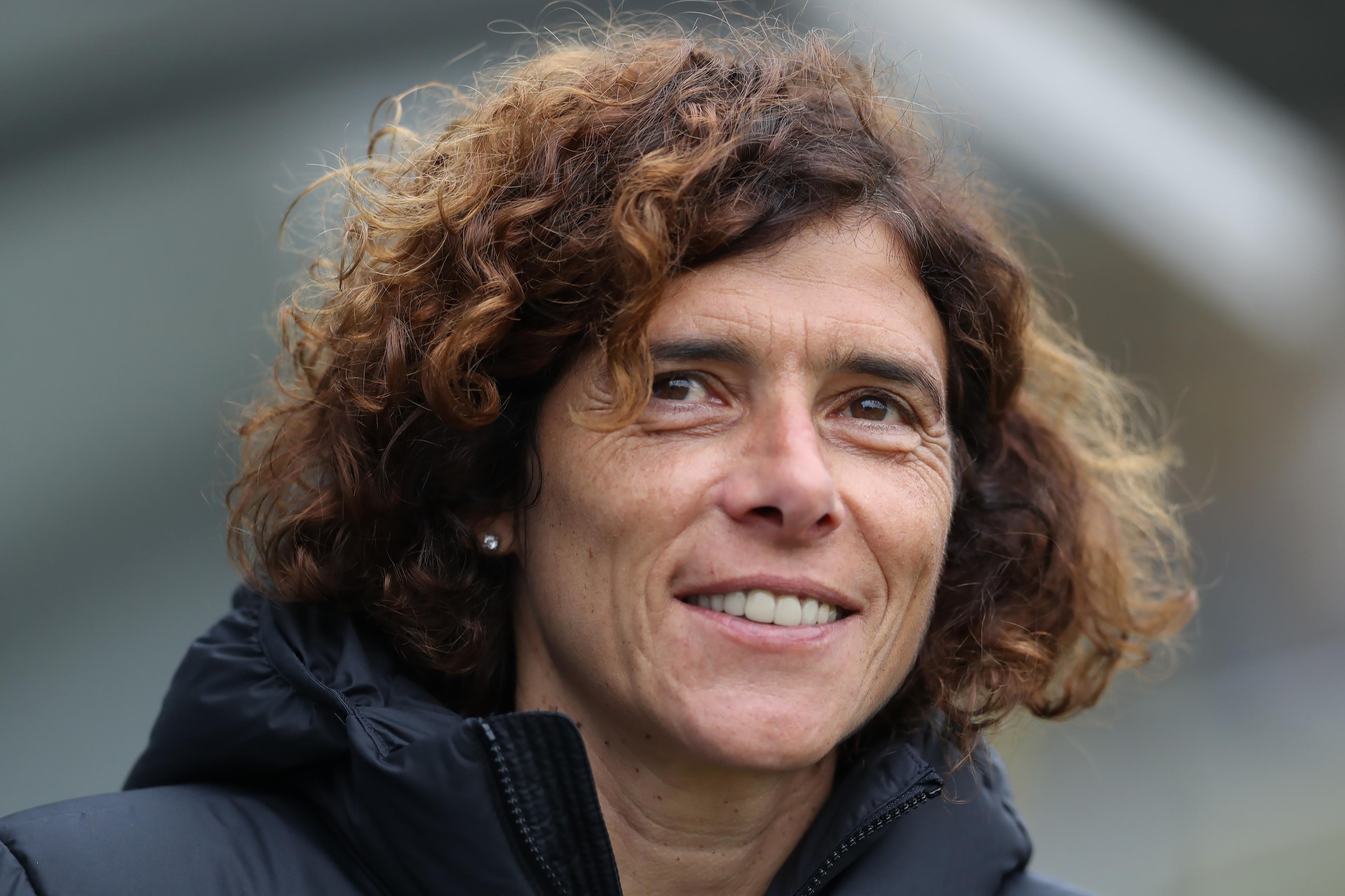 SESTO SAN GIOVANNI, ITALY - OCTOBER 30: Rita Guarino Head coach of Internazionale smiles prior to kick off in the Women's Serie A match between FC Internazionale and Juventus at Stadio Breda on October 30, 2021 in Sesto San Giovanni, Italy. (Photo by Jonathan Moscrop/Getty Images)