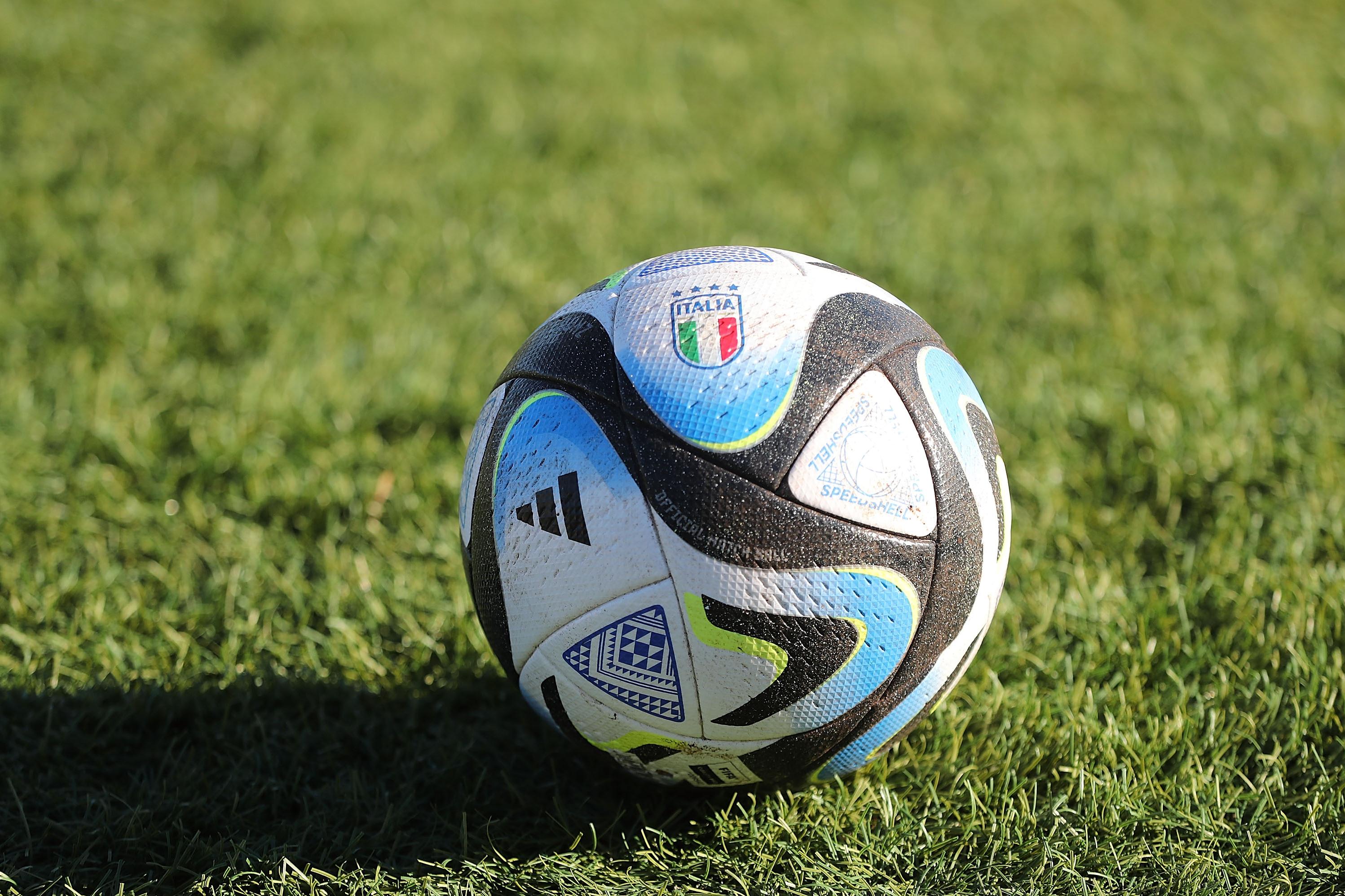 FLORENCE, ITALY - JANUARY 24: General view ADIDAS ball during the International Friendly match between Italy U15 and Albania U15 on January 24, 2023 in Florence, Italy.  (Photo by Gabriele Maltinti/Getty Images)