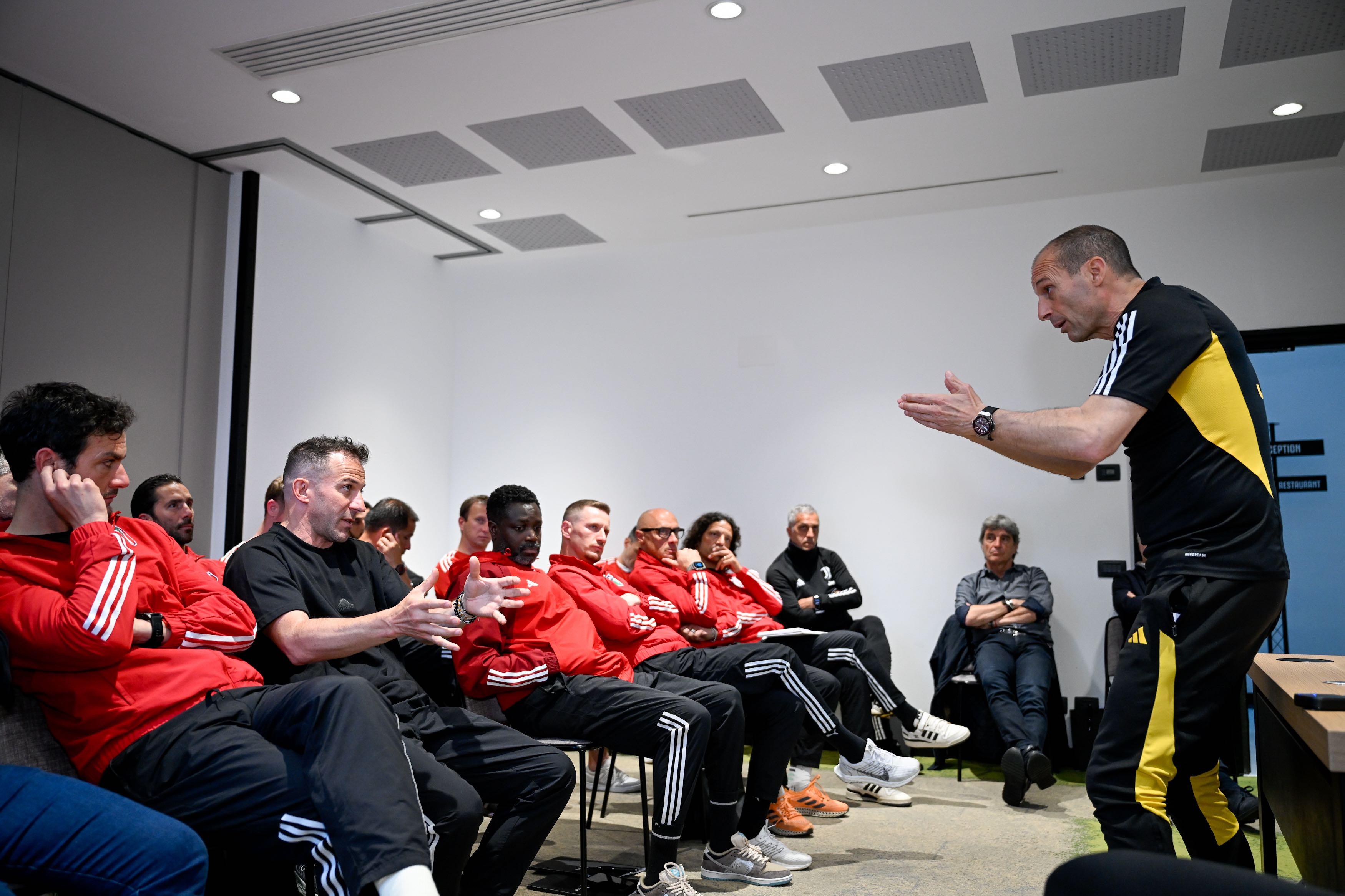TURIN, ITALY - MAY 7: Massimiliano Allegri of Juventus and Alessandro Del Piero during the UEFA Pro Course on May 7, 2024 in Turin, Italy.  (Photo by Daniele Badolato - Juventus FC/Juventus FC via Getty Images)