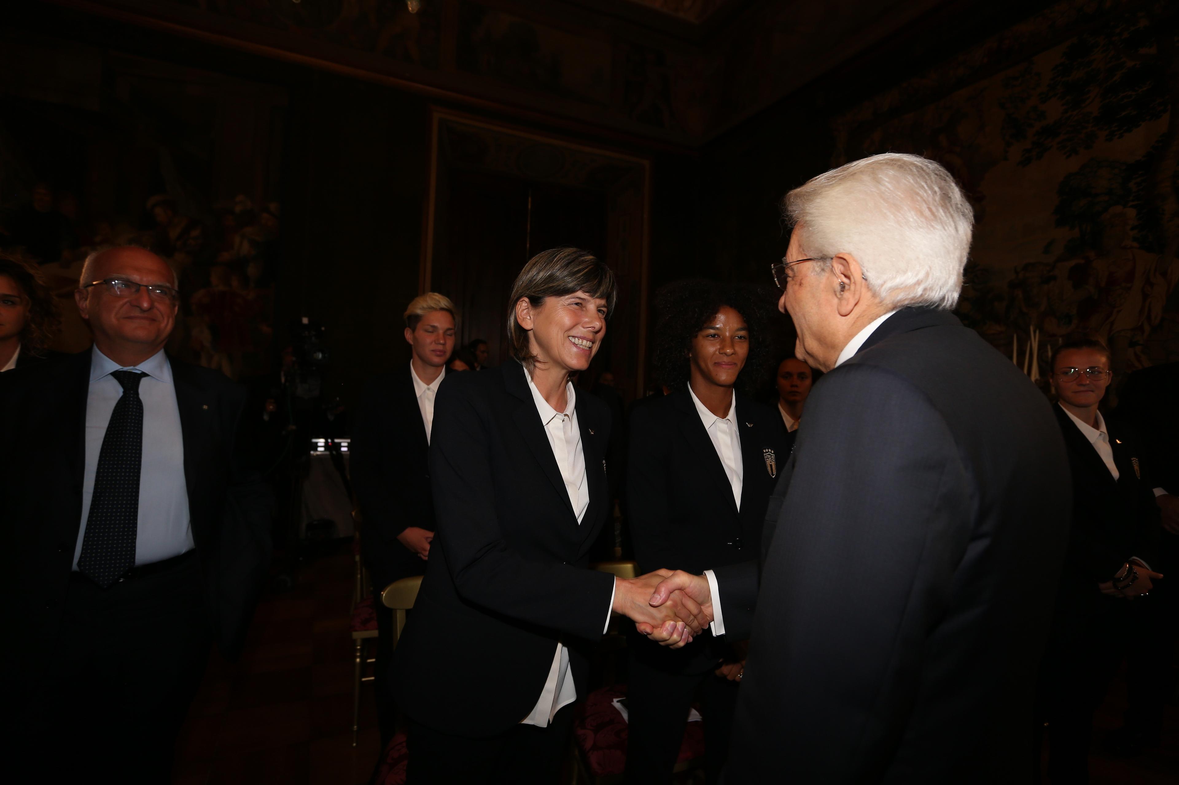 ROME, ITALY - JULY 04: Italian President Sergio Mattarella meets Italy women team at Quirinale on July 4, 2019 in Rome, Italy. (Photo by Paolo Bruno/Getty Images)I (Photo by Paolo Bruno/Getty Images)