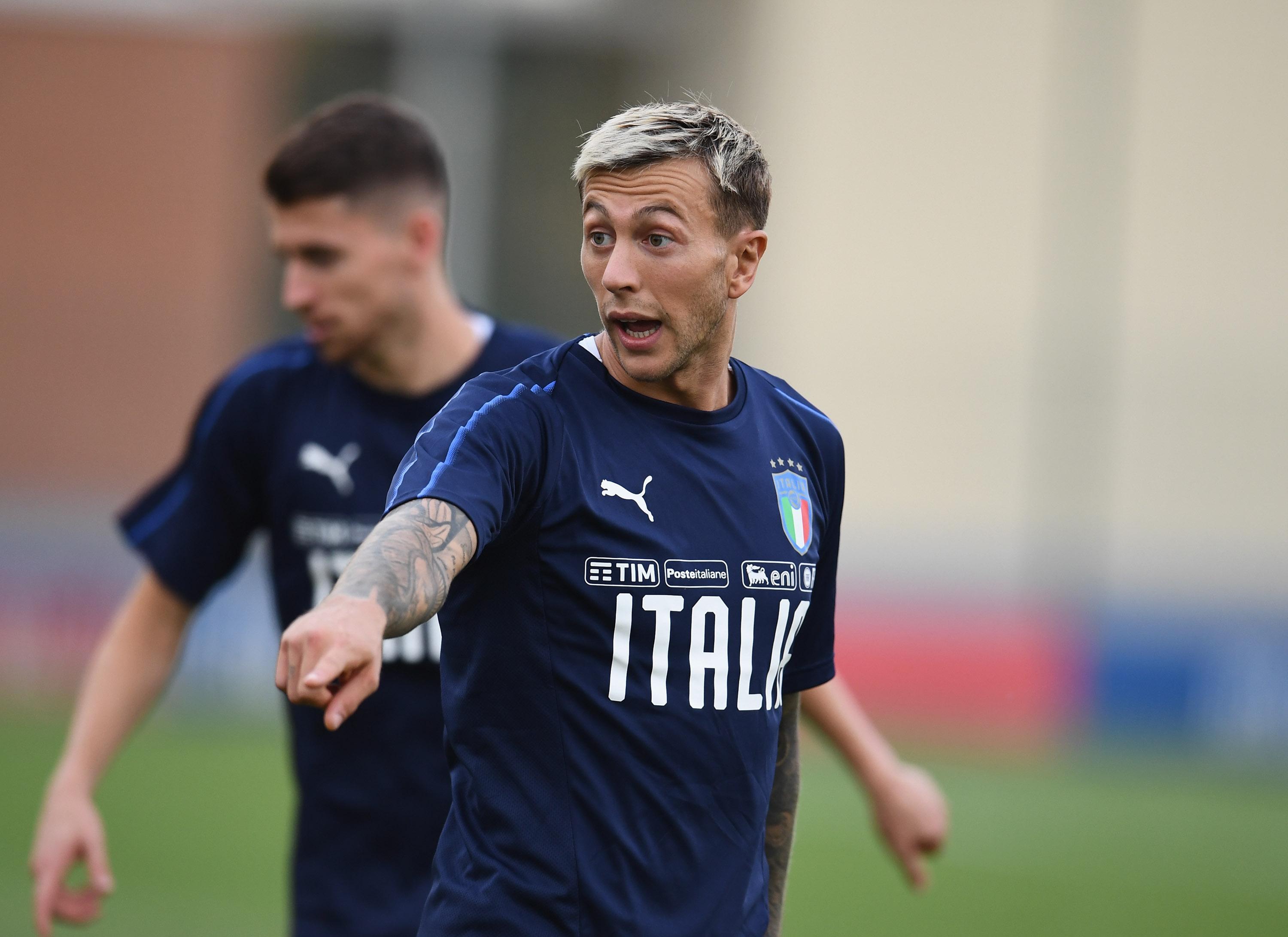 BOLOGNA, ITALY - SEPTEMBER 02: Federico Bernardeschi of Italy reacts during a Italy training session on September 2, 2019 in Bologna, Italy. (Photo by Claudio Villa/Getty Images)