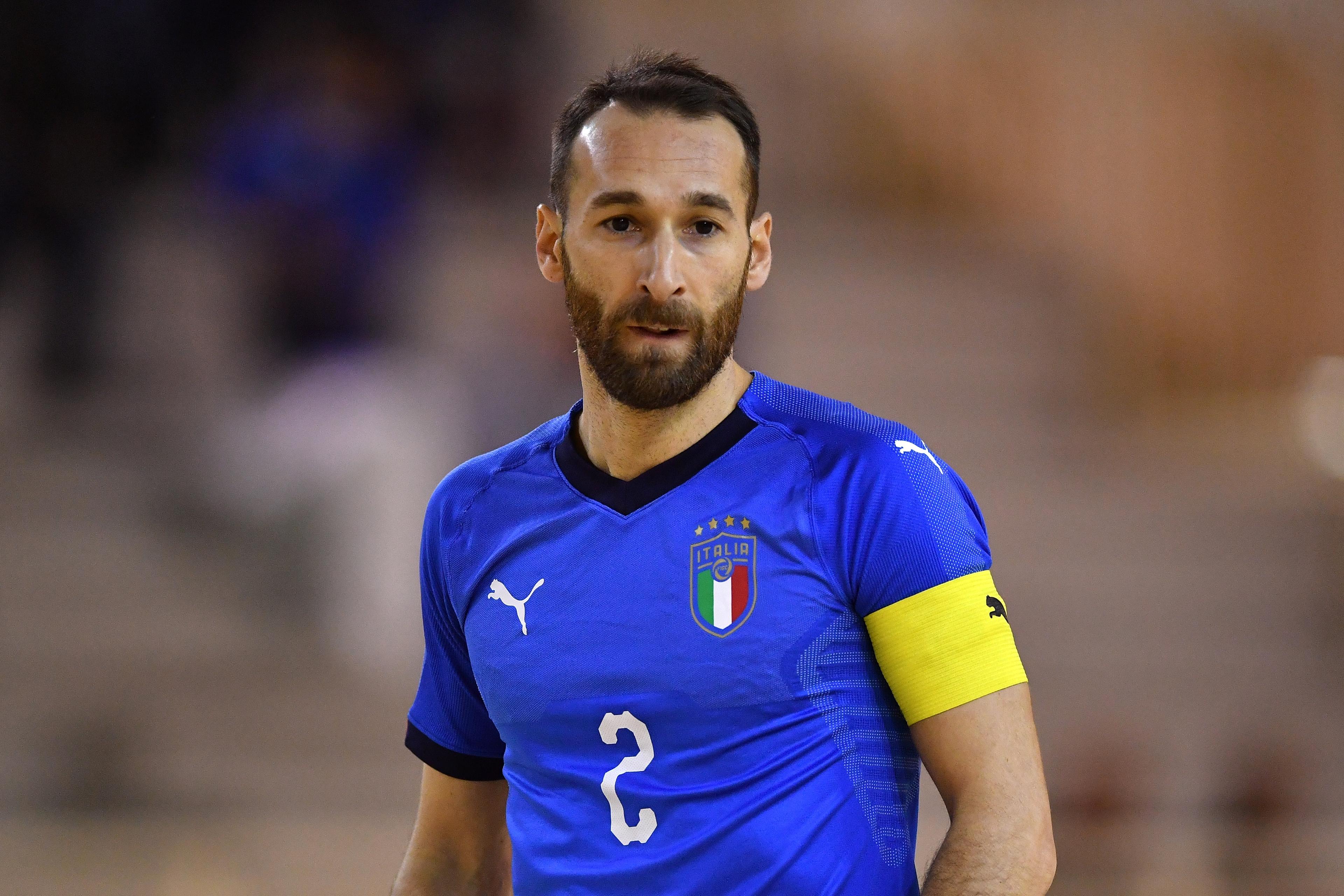NOVARA, ITALY - JANUARY 31:  Marco Ercolessi of  Italy looks on during the Futsal Friendly Match between Italy v Lecco at Novarello Training Center on January 31, 2019 in Novara, Italy.  (Photo by Valerio Pennicino/Getty Images)