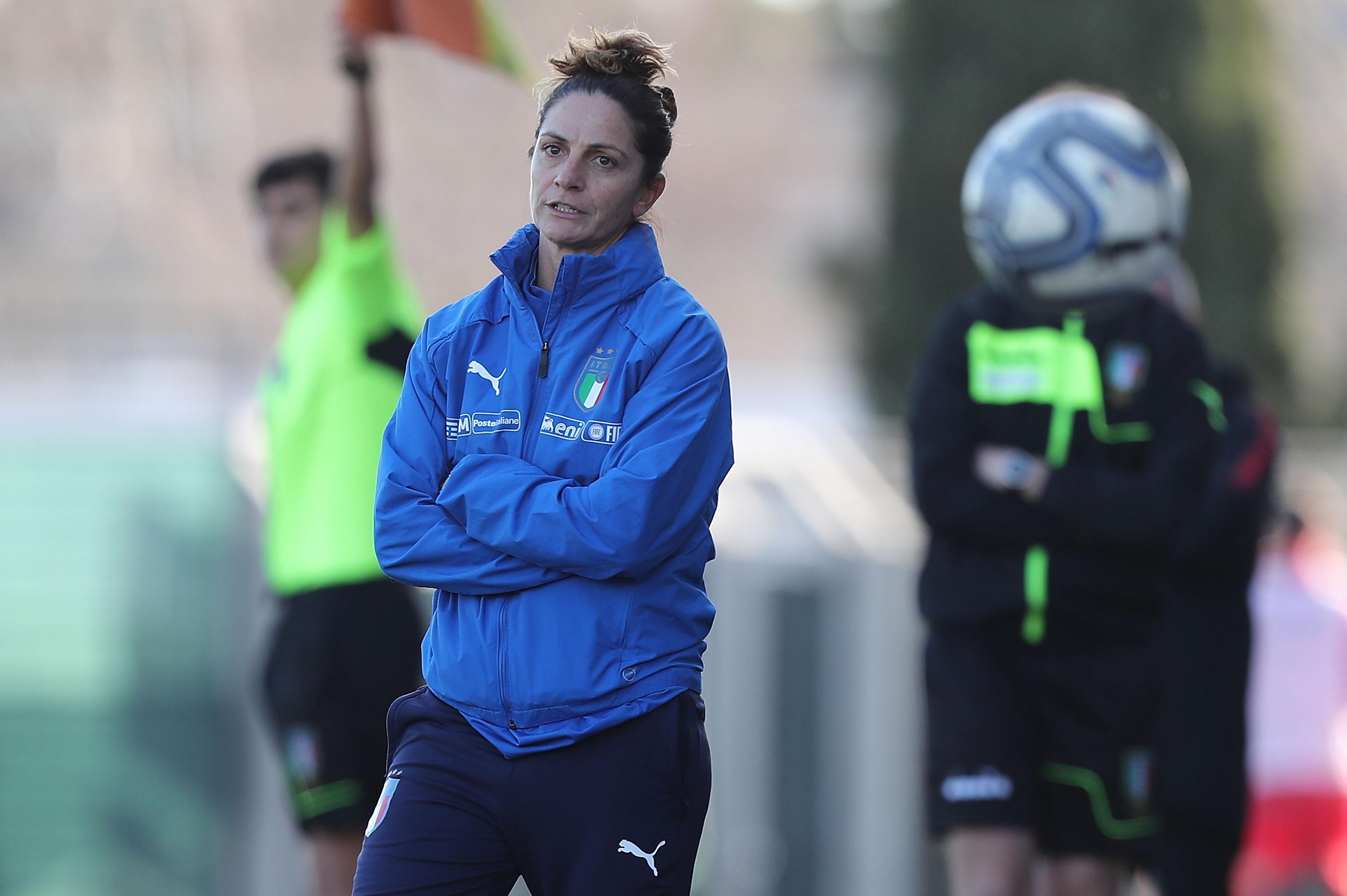 FLORENCE, ITALY - FEBRUARY 12: Patrizia Panico manager of Italy U15 during the International Friendly match between Italy U15 and Turkey U15 at Centro Tecnico Federale di Coverciano on February 12, 2019 in Florence, Italy. (Photo by Gabriele Maltinti/Getty Images)