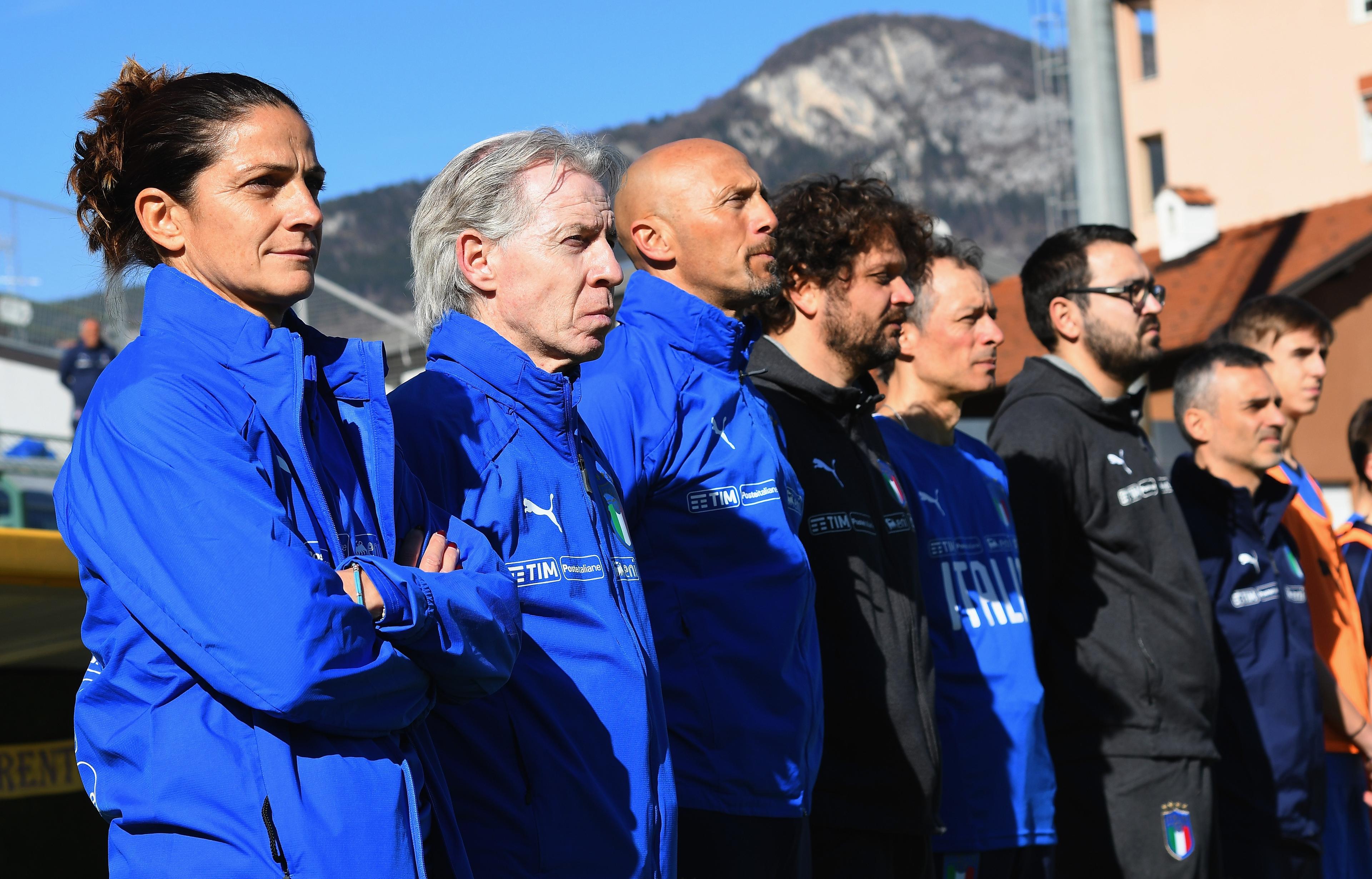 TRENTO, ITALY - MARCH 12: Panico Patrizia heacd coach of Italy U15 looks on during the International Friendly match between Italy U15 and Austria U15 at Stadio Briamasco on March 12, 2019 in Trento, Italy. (Photo by Alessandro Sabattini/Getty Images)