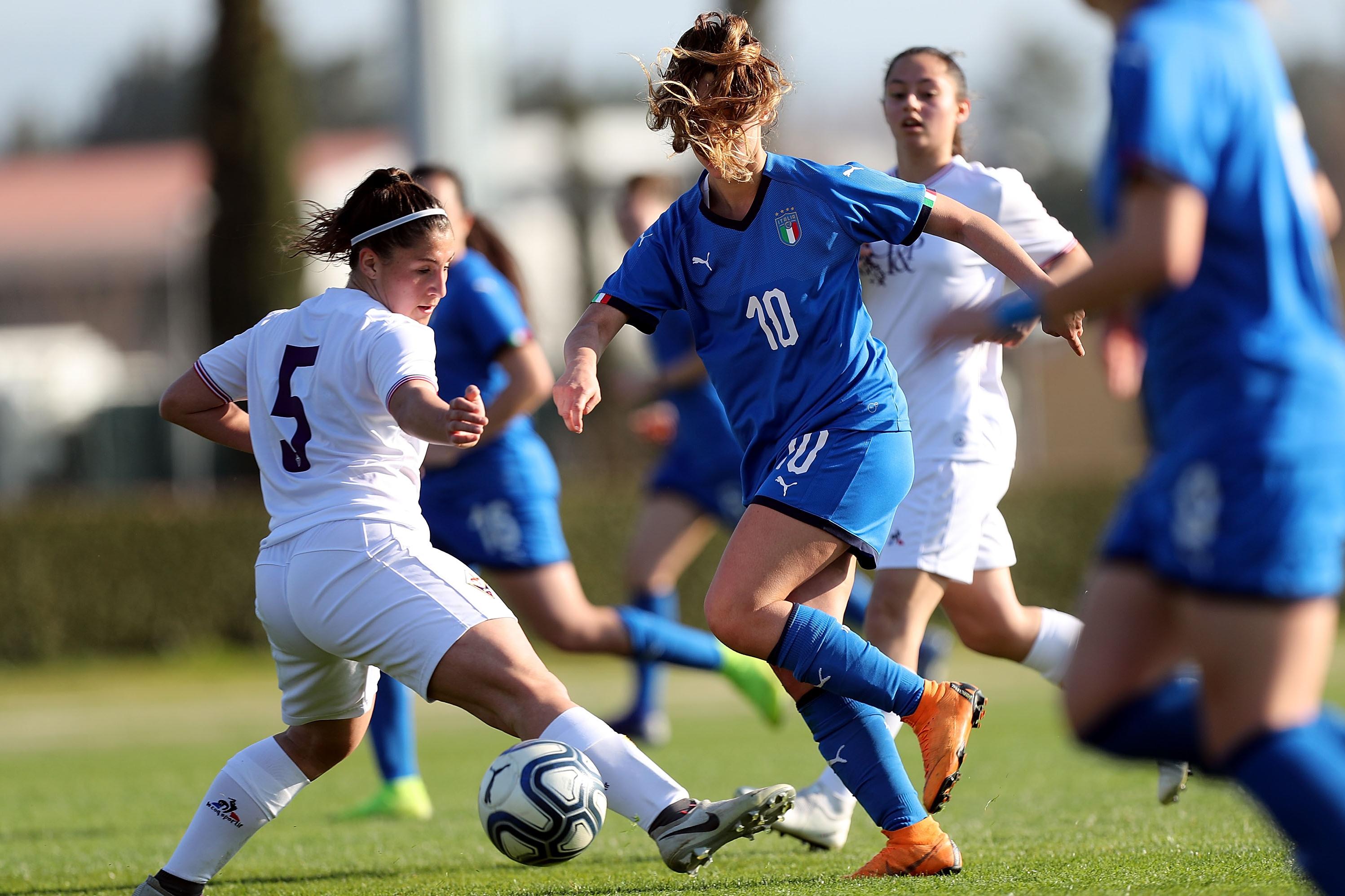 during the friendly match between Italy U17 Women and ACF Fiorentina U17 Women at Centro Tecnico Federale di Coverciano on February 28, 2019 in Florence, Italy.