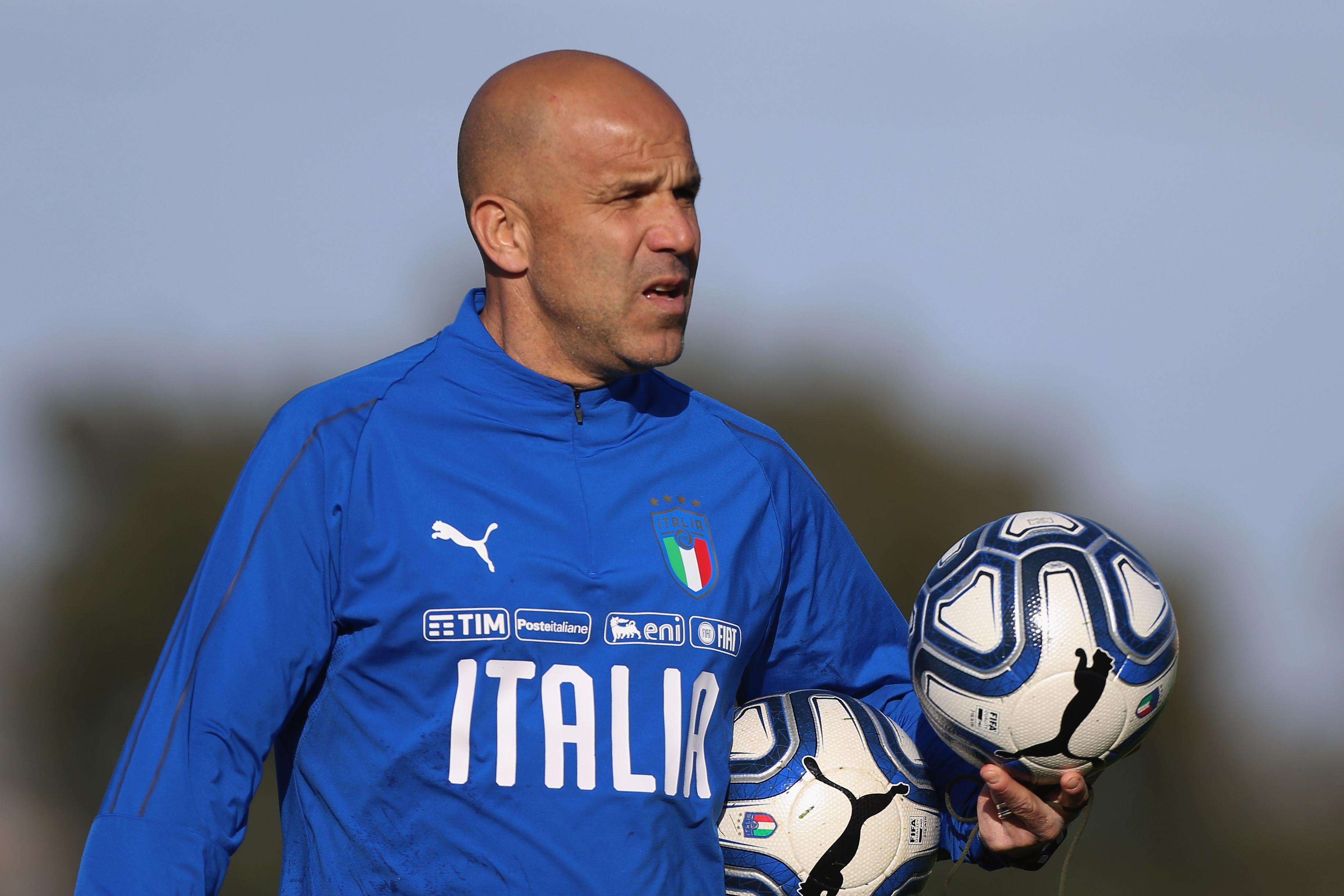 ROME, ITALY - MARCH 18:  Italy U21 head coach Luigi Di Biagio looks on during an Italy U21 training session ahead of their under-21 international match against Austria U21 at Mancini sport center on March 18, 2019 in Rome, Italy.  (Photo by Paolo Bruno/Getty Images)