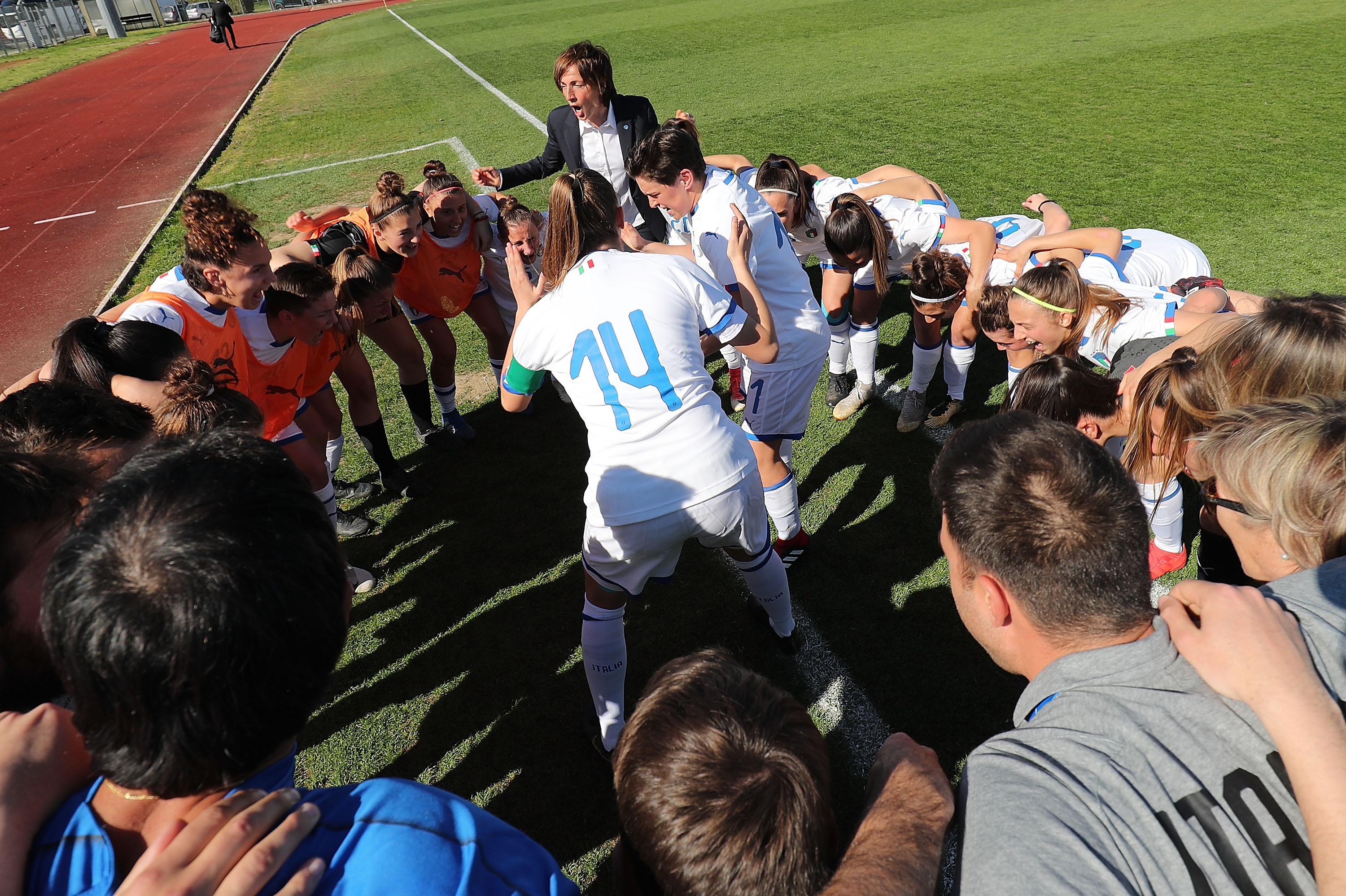 during the UEFA Elite Round match between Italy Women U17 and Slovenia Women U17 on March 24, 2019 in Agliana, Italy.