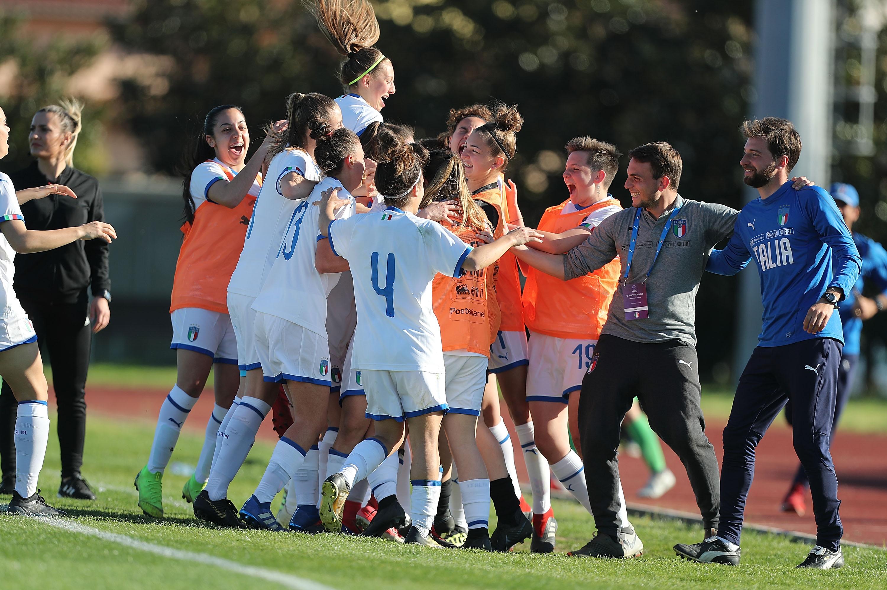 during the UEFA Elite Round match between Italy Women U17 and Slovenia Women U17 on March 24, 2019 in Agliana, Italy.