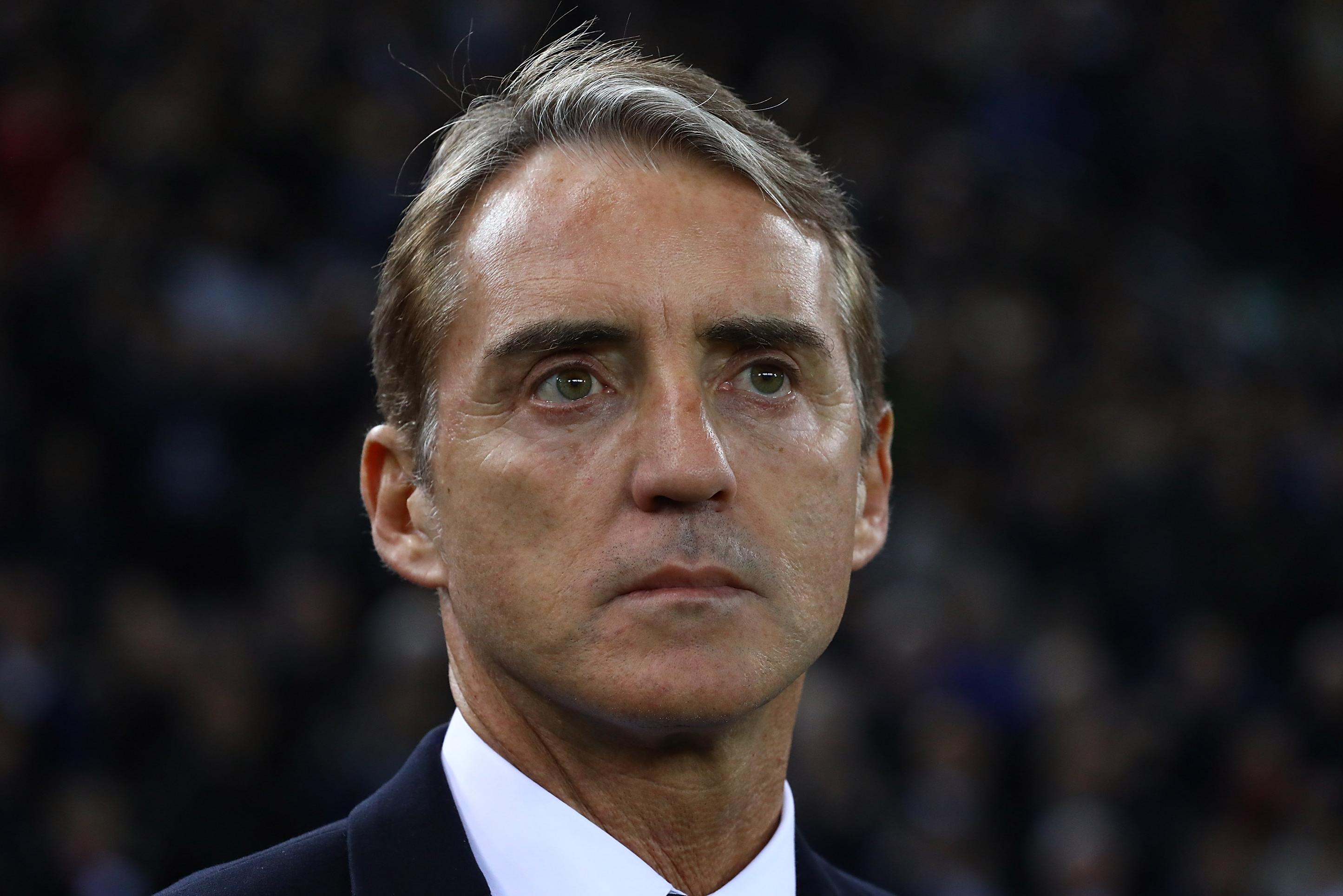 UDINE, ITALY - MARCH 23:  Head coach of Italy Roberto Mancini reacts during the 2020 UEFA European Championships group J qualifying match between Italy and Finland at Stadio Friuli on March 23, 2019 in Udine, Italy.  (Photo by Marco Luzzani/Getty Images)