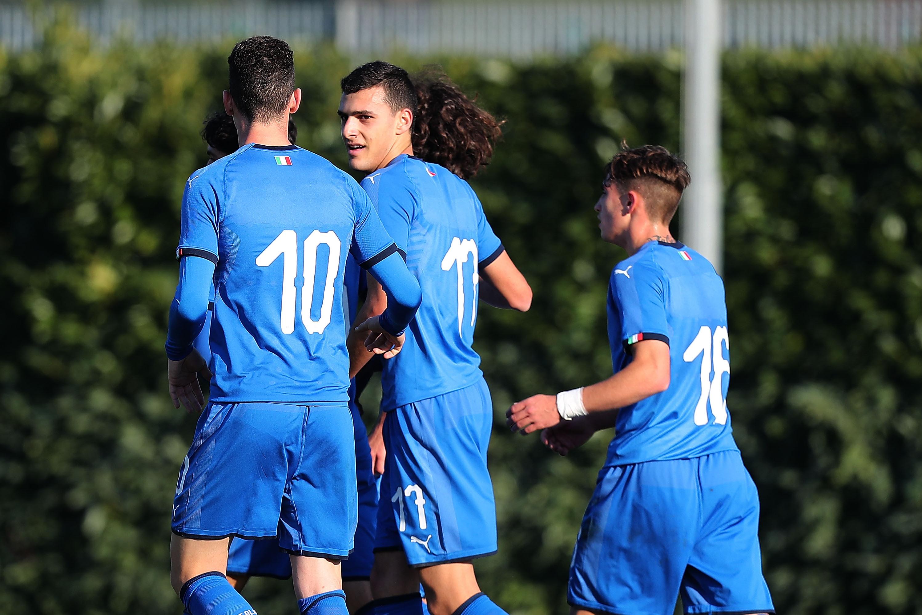 during the friendly match between Italy U18 and Selezione A at Centro Tecnico Federale di Coverciano on January 7, 2019 in Florence, Italy.