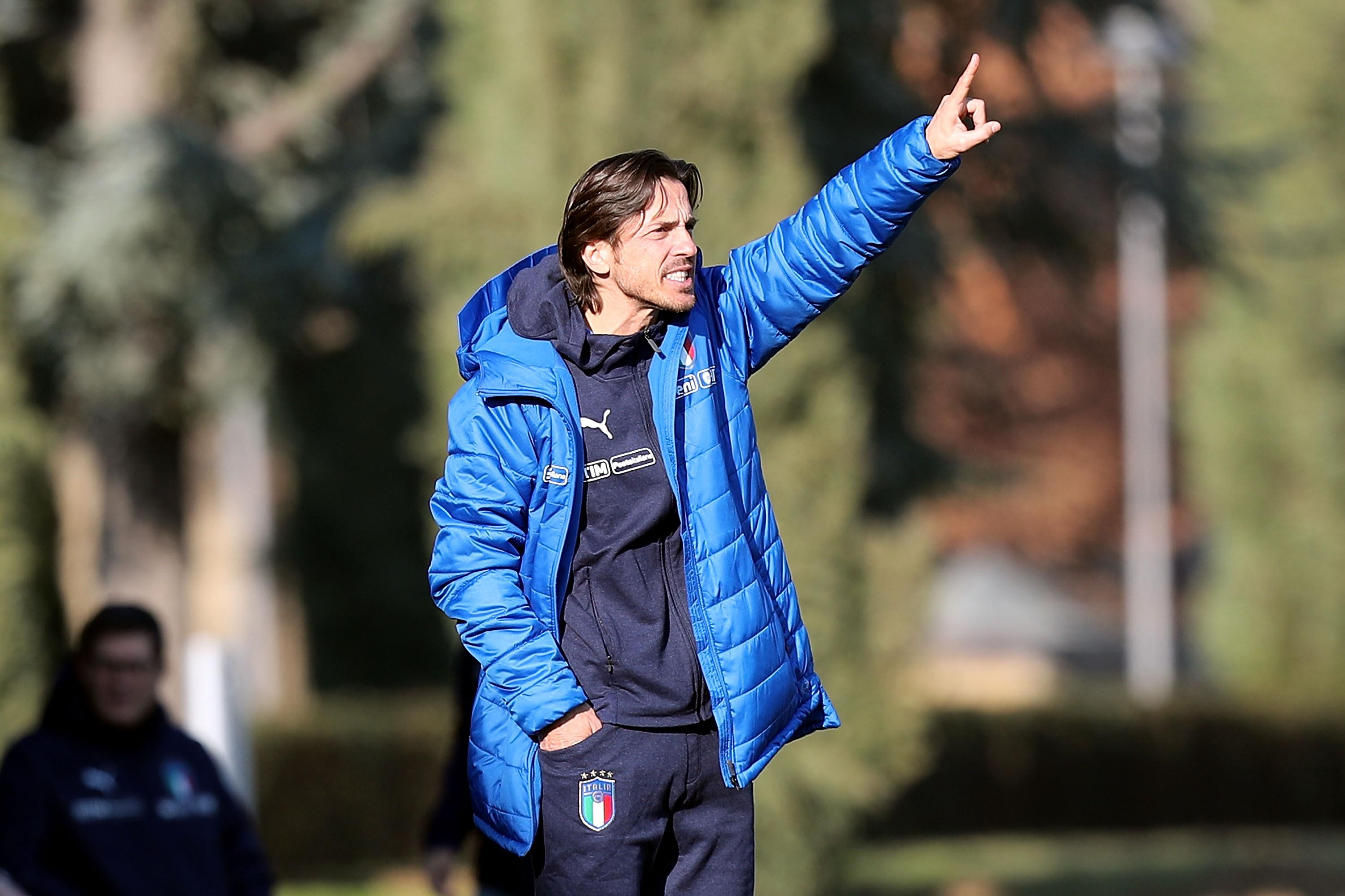 during the friendly match between Italy U18 and Selezione A at Centro Tecnico Federale di Coverciano on January 7, 2019 in Florence, Italy.