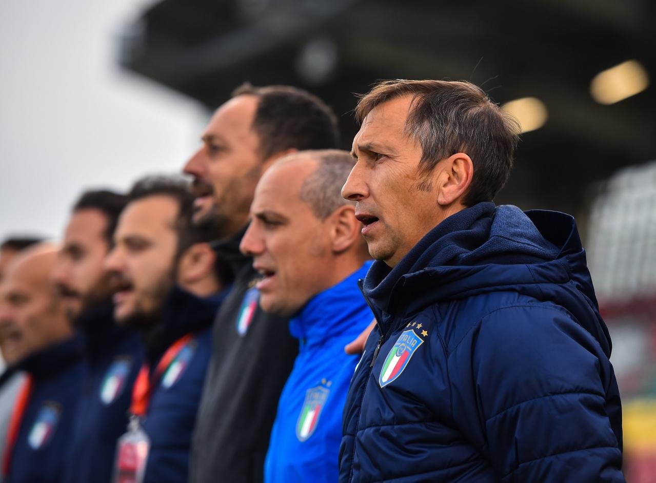 DUBLIN, IRELAND - MAY 16: Italy head coach Carmine Nunziata during the 2019 UEFA European Under-17 Championship semi-final match between France and Italy at Tallaght Stadium, on May 16, 2019, in Tallaght, Dublin, Ireland.