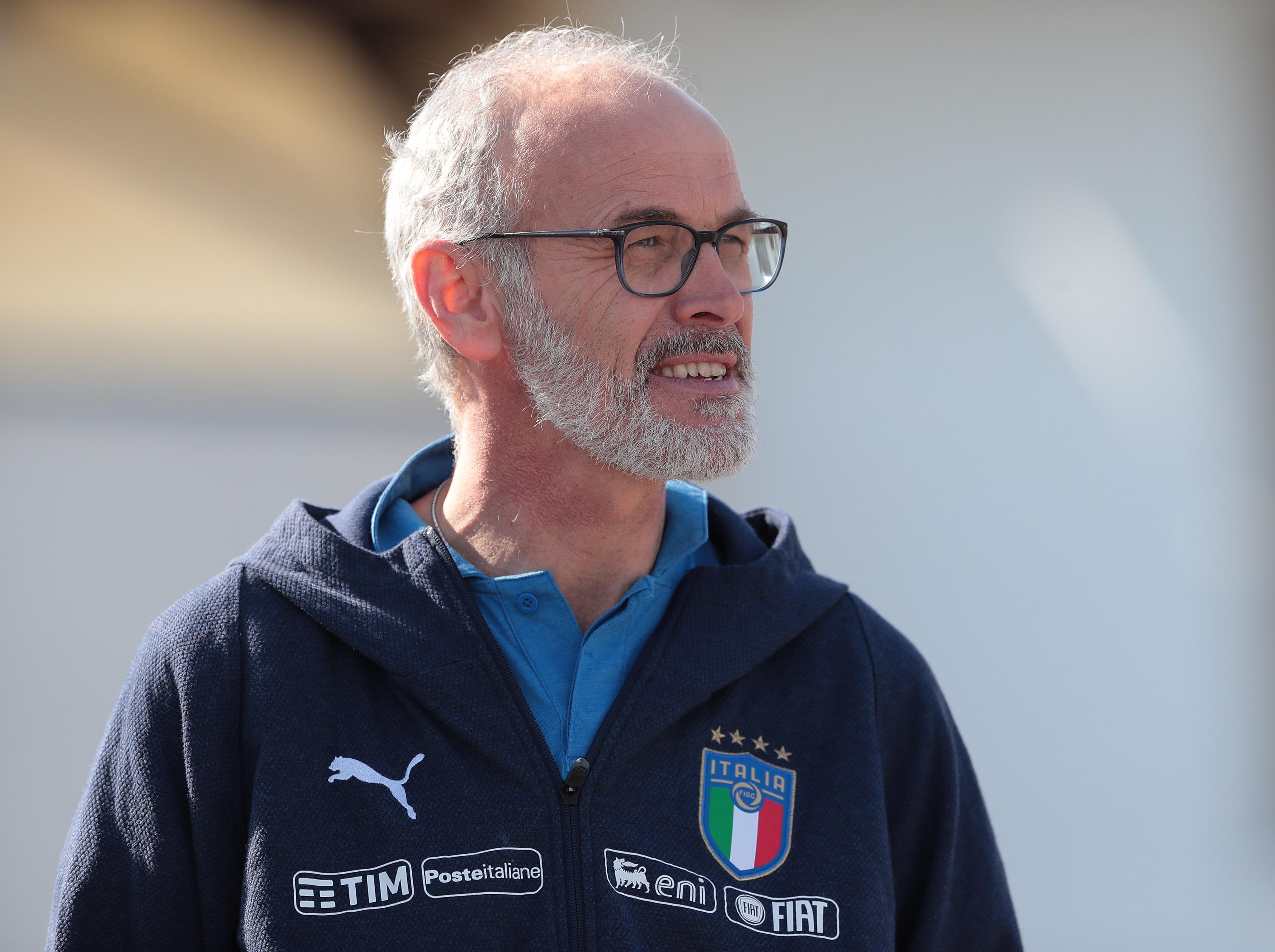 BUSTO ARSIZIO, ITALY - MARCH 21: Italy U20 head coach Paolo Nicolato looks on during the International Friendly match between Italy U20 and Czech Republic U20 on March 21, 2019 in Busto Arsizio, Italy. (Photo by Emilio Andreoli/Getty Images)
