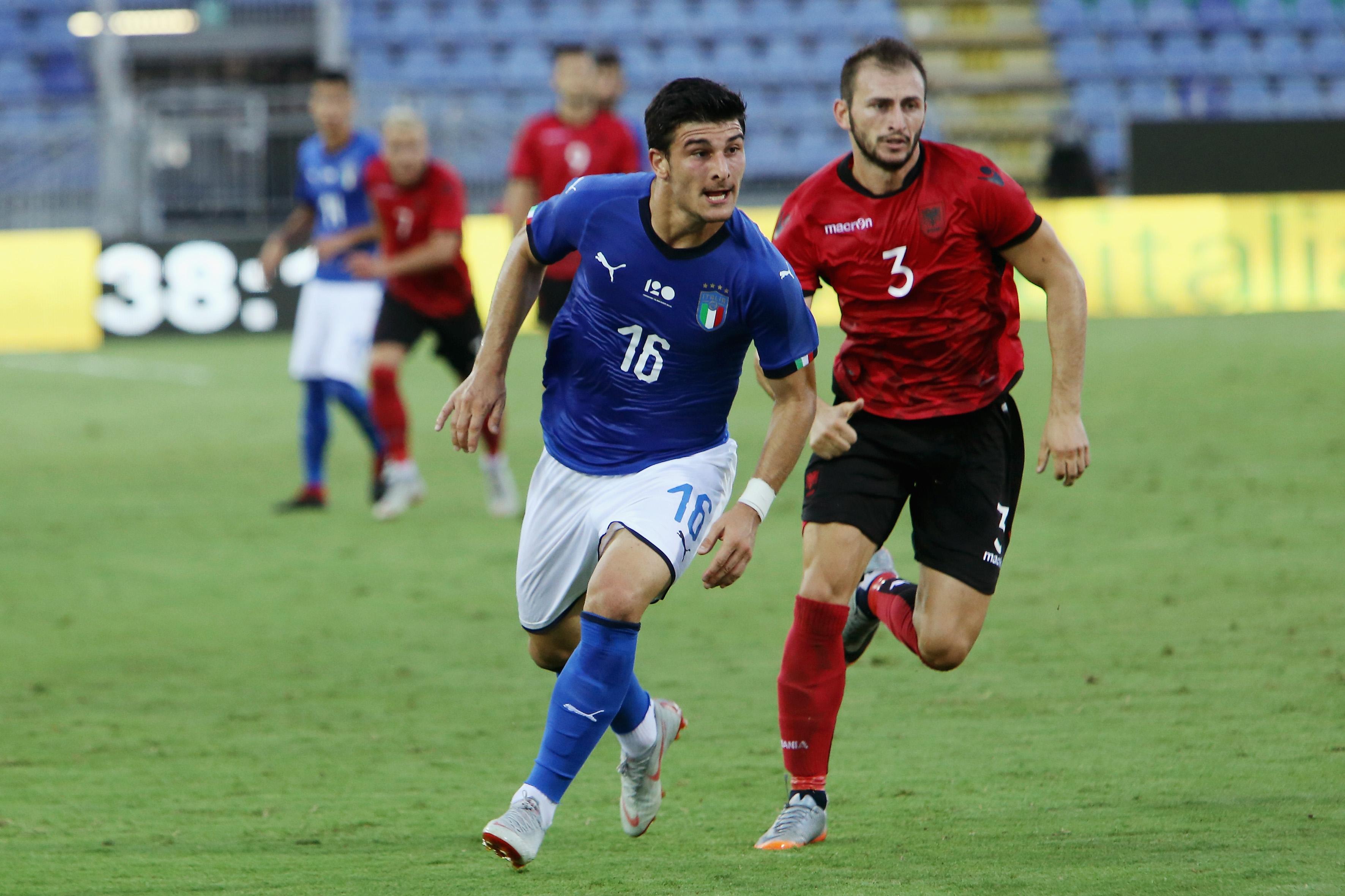 CAGLIARI, ITALY - SEPTEMBER 11: Riccardo Orsolini of Italy in action during the International Friendly match between Italy and Albania on September 11, 2018 in Cagliari, Italy. (Photo by Enrico Locci/Getty Images)