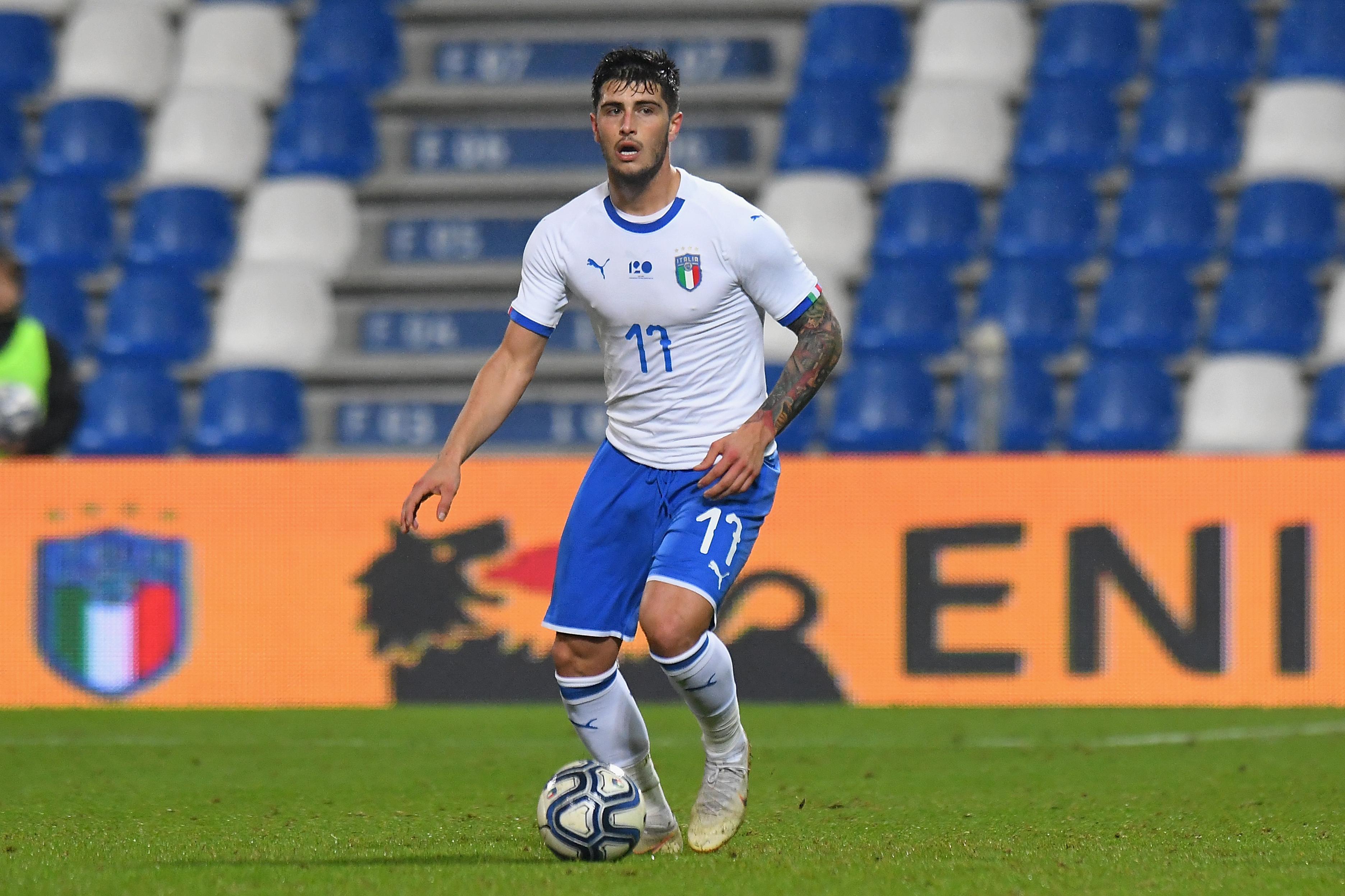 REGGIO NELL\\'EMILIA, ITALY - NOVEMBER 19: Kevin Bonifazi of Italy U21 in action during the International friendly match between Italy U21 and Germany U21 on November 19, 2018 in Reggio nell\\'Emilia, Italy. (Photo by Alessandro Sabattini/Getty Images)