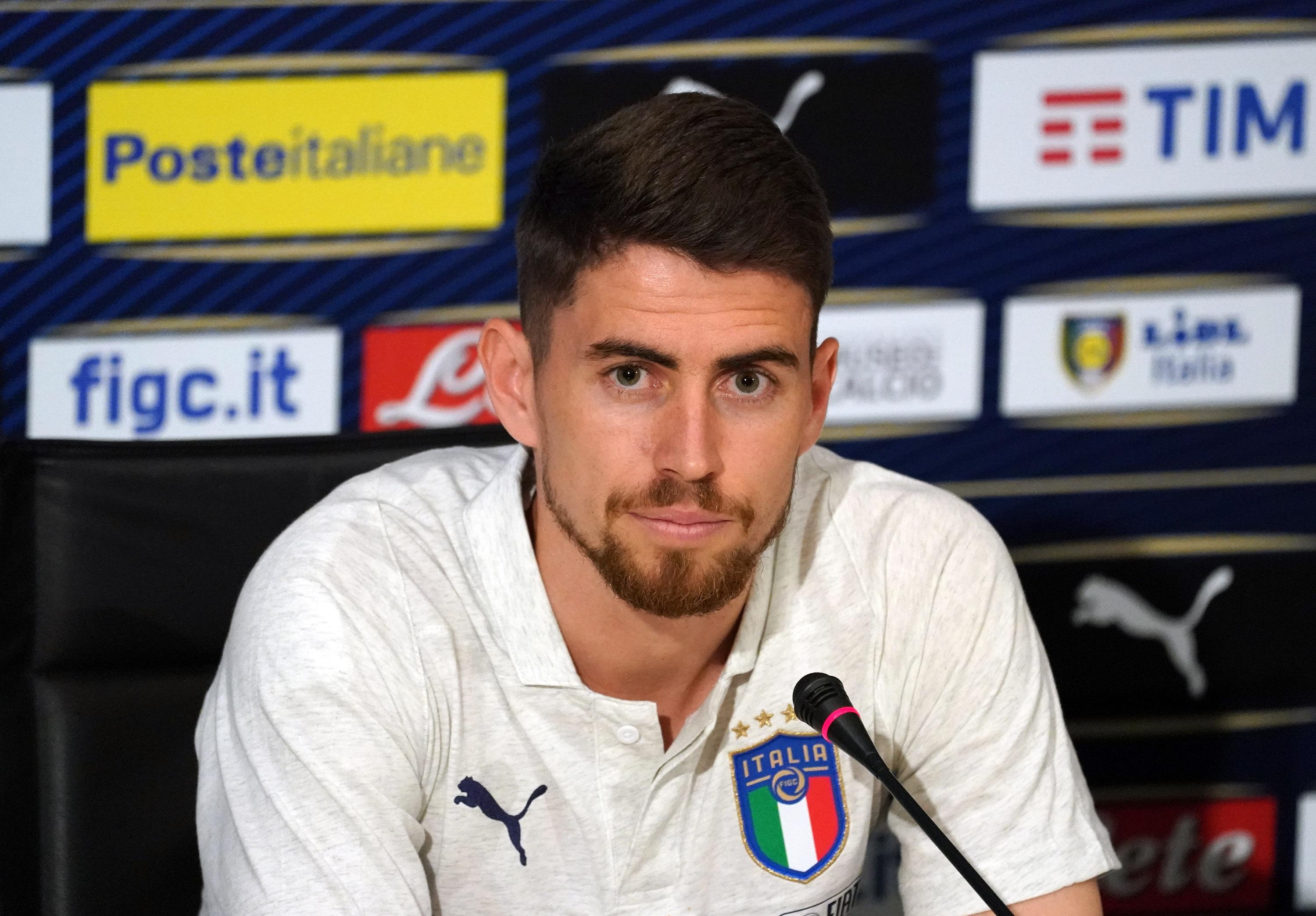 FLORENCE, ITALY - JUNE 03: Jorginho of Italy speaks with the media during a Italy press conference at Centro Tecnico Federale di Coverciano on June 3, 2019 in Florence, Italy. (Photo by Claudio Villa/Getty Images)