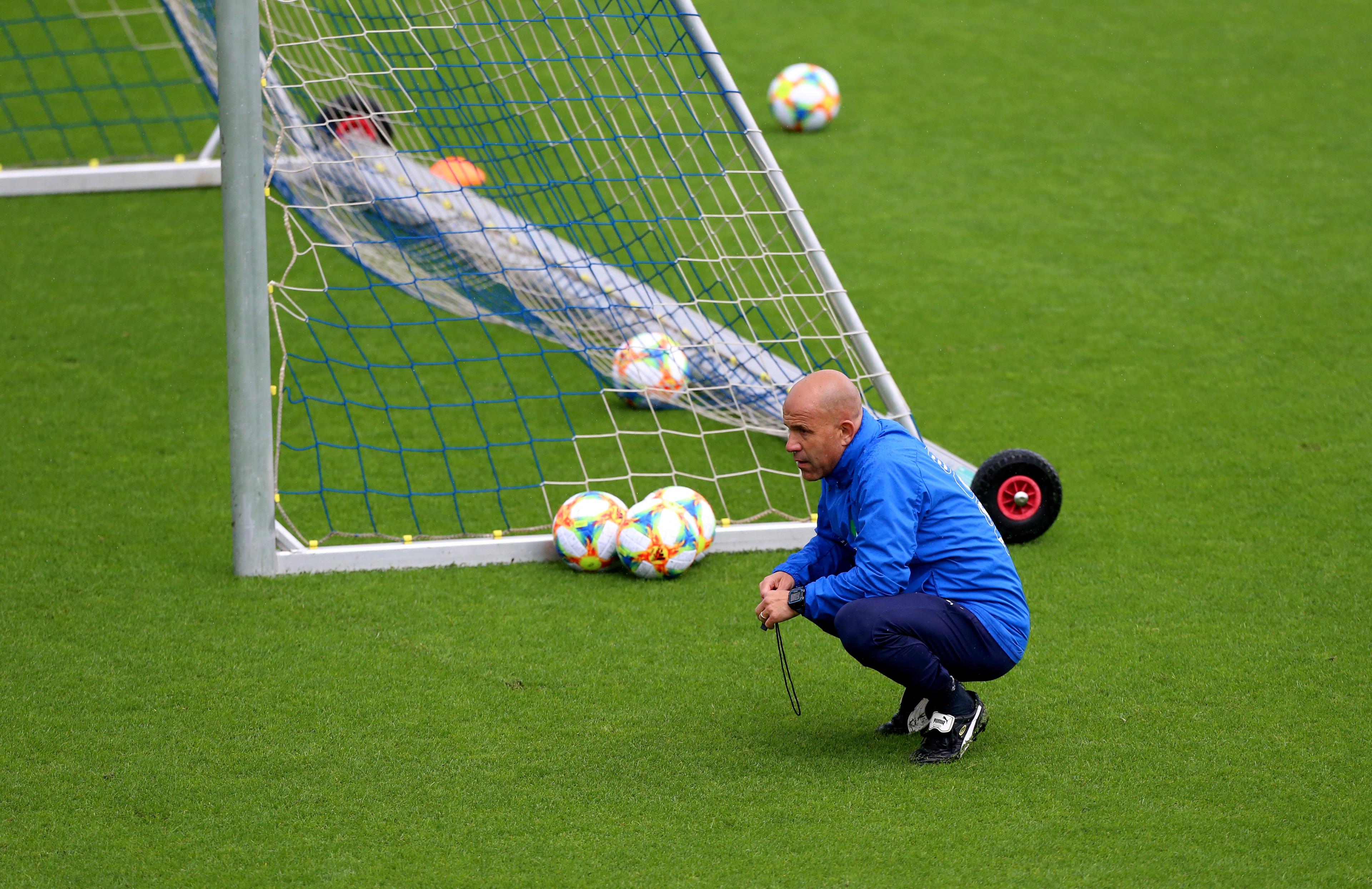 ROME, ITALY - MAY 29: Italy U21 head coach Luigi Di Biagio looks on during the Italy U21 training session at Formello Sport Center on May 29, 2019 in Rome, Italy. (Photo by Paolo Bruno/Getty Images)