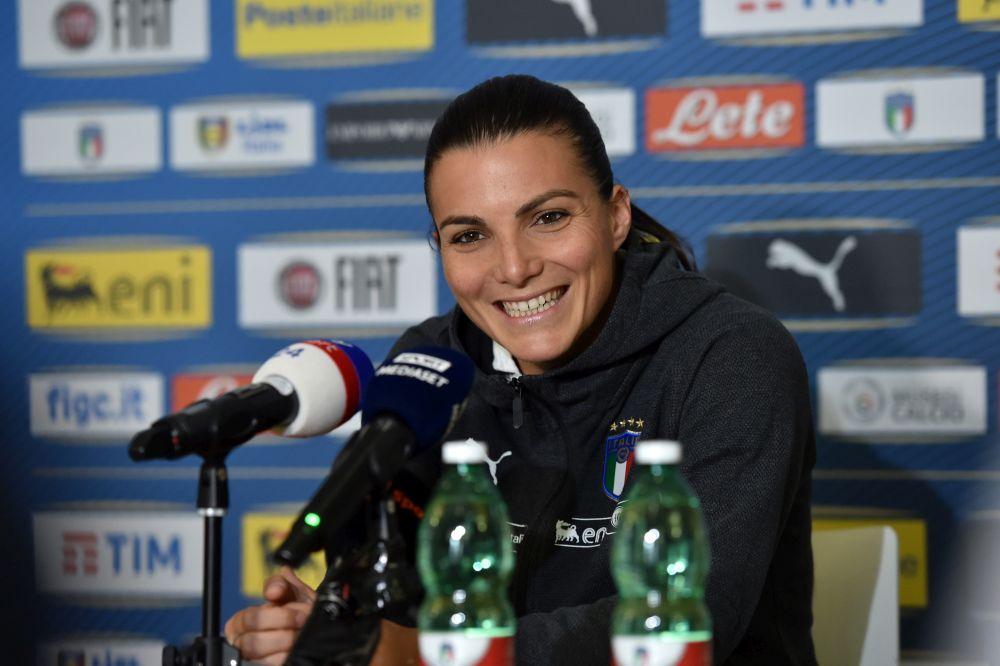 REIMS, FRANCE - JUNE 11: Alia Guagni of Italy Women, answers questions during a press conference on June 11, 2019 in Reims, France. (Photo by Tullio M. Puglia/Getty Images)