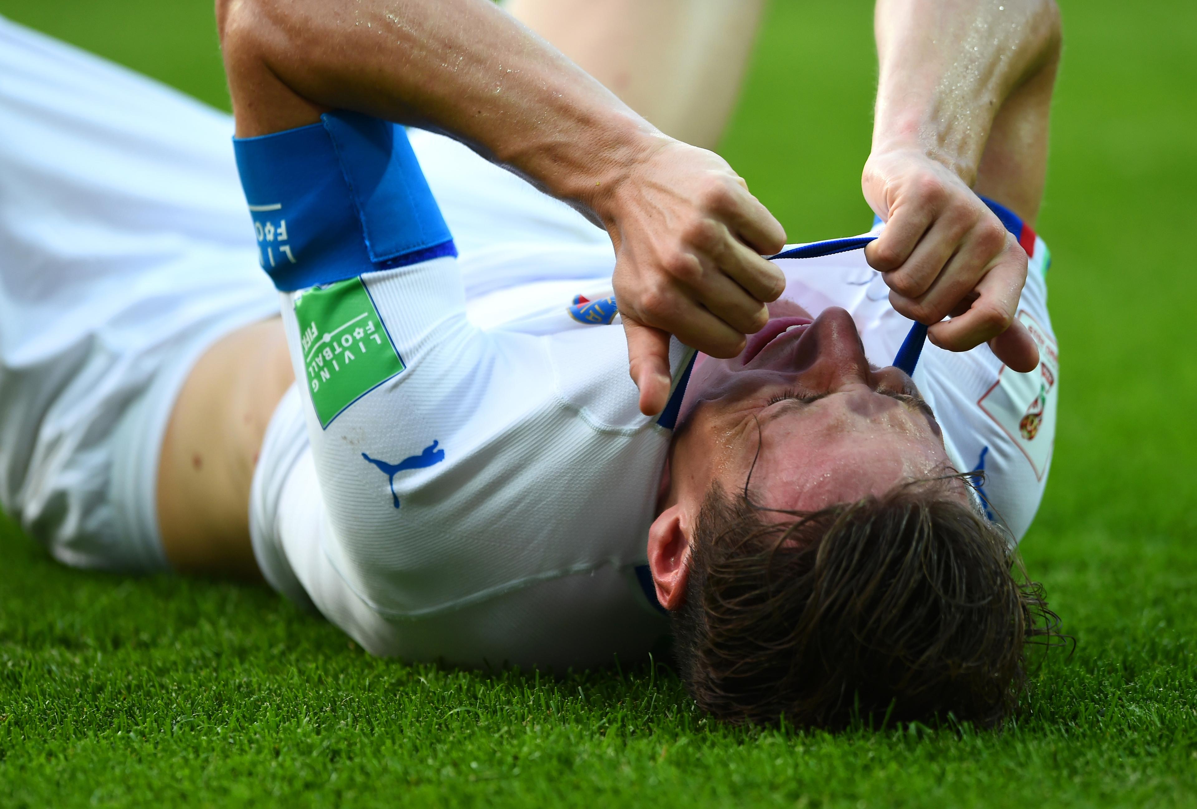 GDYNIA, POLAND - JUNE 11: Pinamonti of Italy looks dejected after the 2019 FIFA U-20 World Cup Semi Final match between Ukraine and Italy at Gdynia Stadium on June 11, 2019 in Gdynia, Poland. (Photo by Tom Dulat - FIFA/FIFA via Getty Images)