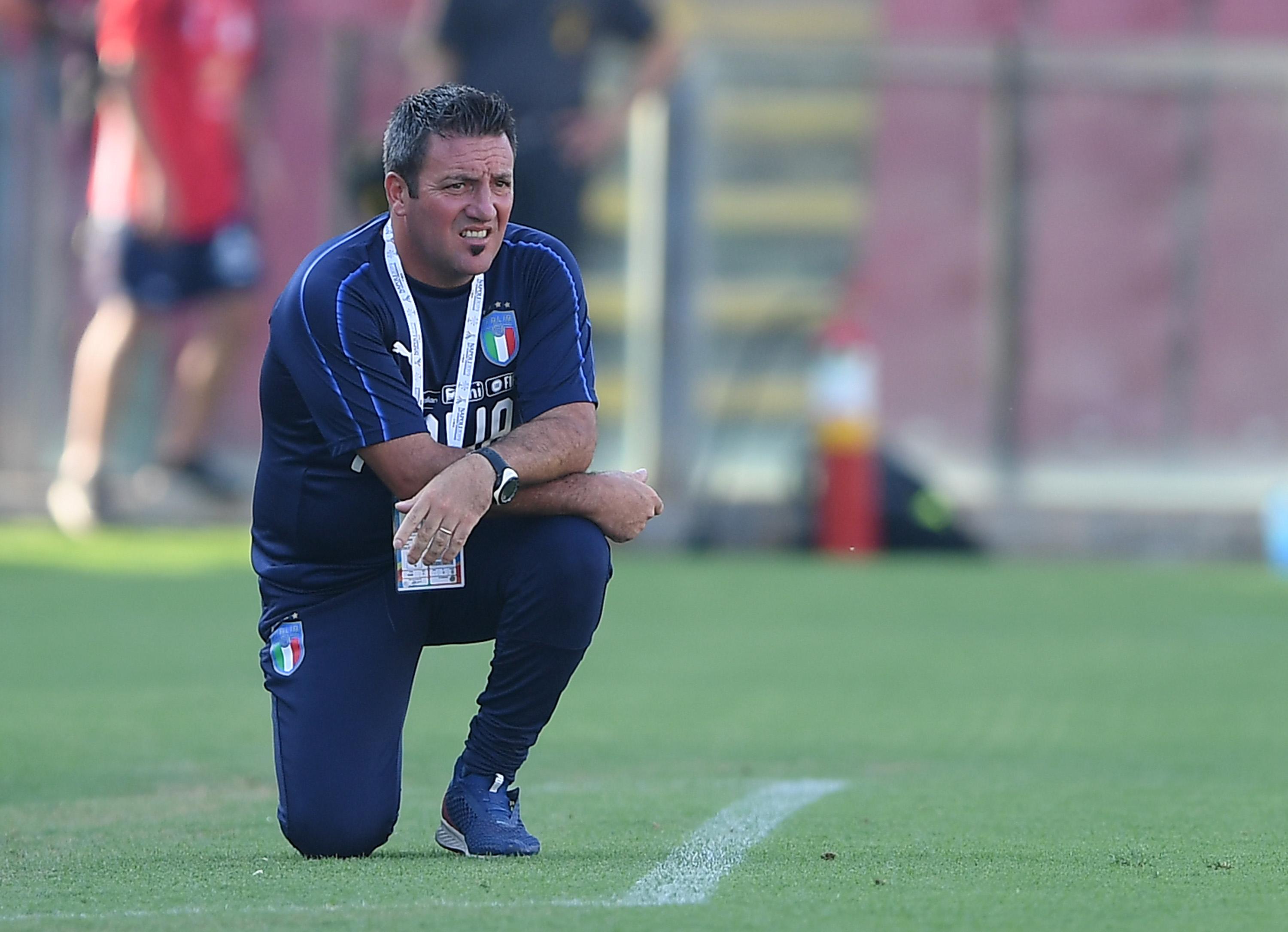 SALERNO, ITALY - JULY 02: Coach of Italy Jacopo Leandri looks on during the Summer Universiade match between Italy and Japan at Stadio Arechi on July 02, 2019 in Salerno, Italy. (Photo by Francesco Pecoraro/Getty Images)