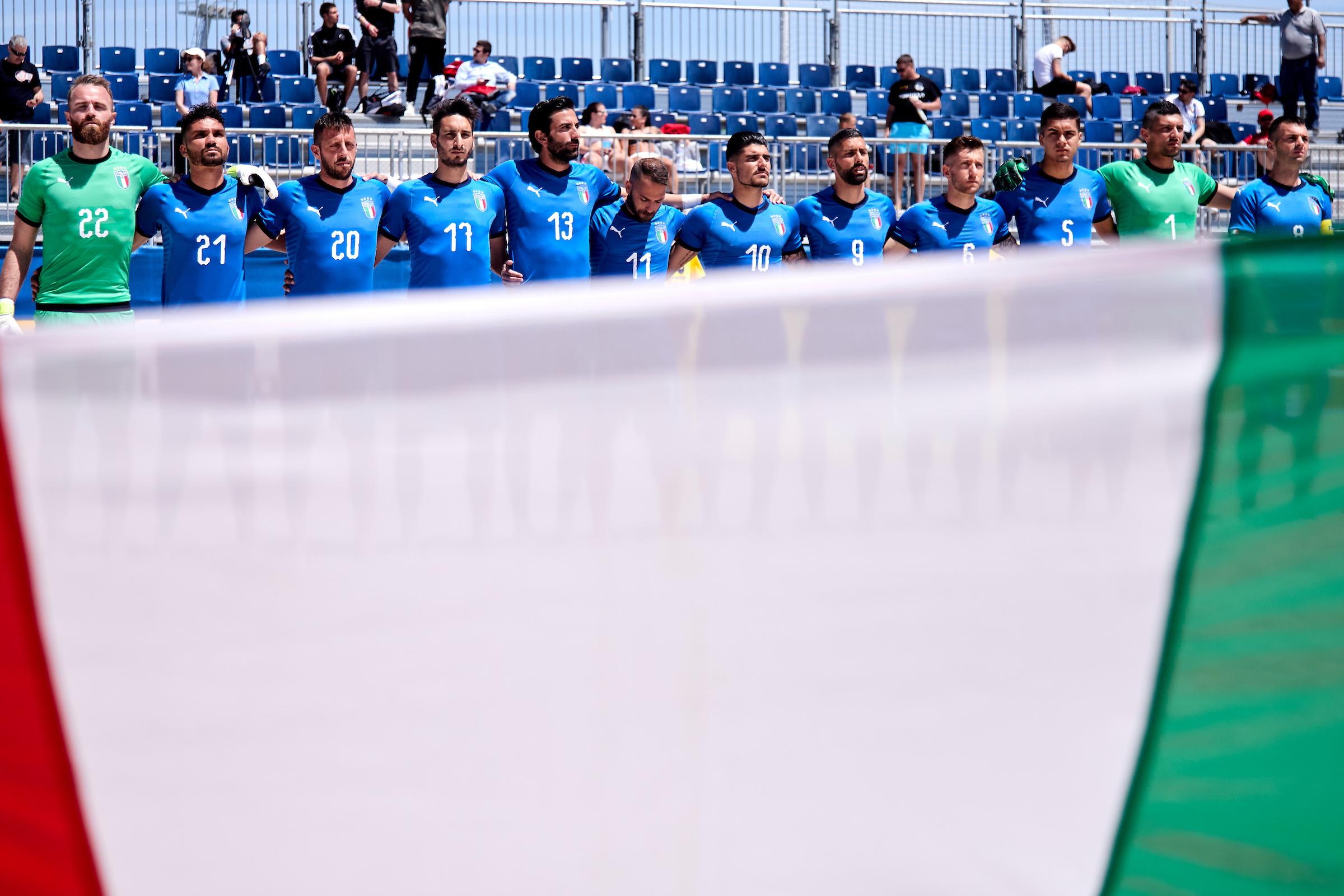 SALOU, SPAIN - MAY 09: \\r\\nWorld Beach Games-Europe Qualifier Salou match between Greece and Italy at Sport Complex Futbol Salou on May 09, 2019 in Salou, Barcelona. (Photo by Pedro Salado)