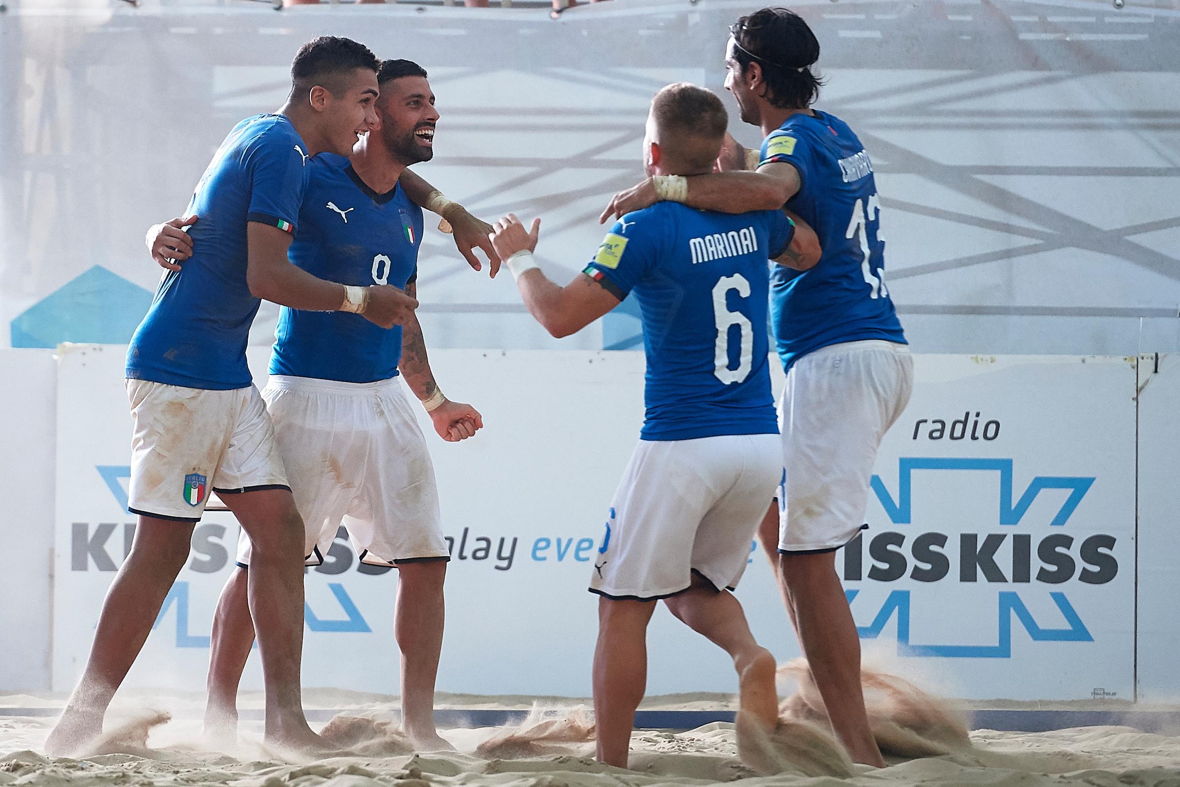 CATANIA, ITALY - AUGUST 18: Euro Beach Soccer League match between Belarus and Italy on August 18, 2019 in Catania, Italy. (Photo by Quality Sport Images)