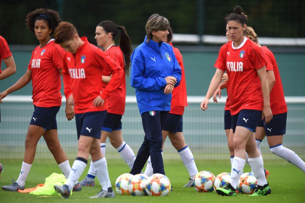 VALENCIENNES, FRANCE - JUNE 05: Head Coach Milena Bertolini of Italy Women leads a training session at Stade Christophe Laurent on June 05, 2019 in Valenciennes, France. (Photo by Tullio M. Puglia/Getty Images)
