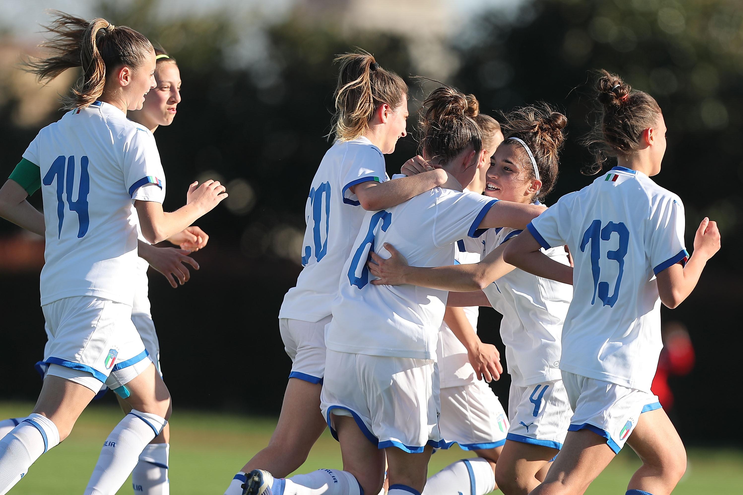 during the UEFA Elite Round match between Italy Women U17 and Slovenia Women U17 on March 24, 2019 in Agliana, Italy.