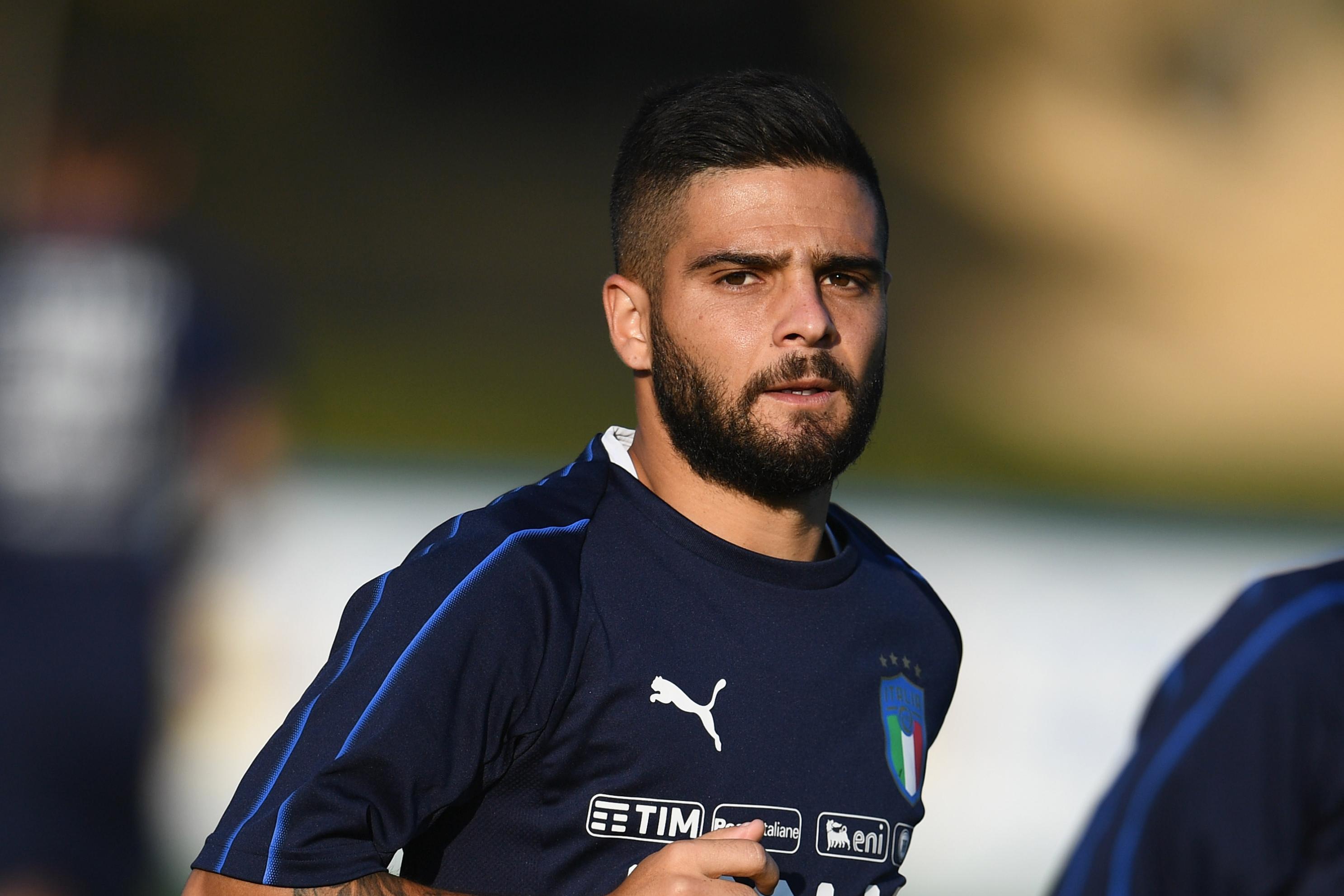FLORENCE, ITALY - OCTOBER 12:  Lorenzo Insigne of Italy looks on during a Italy training session at Centro Tecnico Federale di Coverciano on October 12, 2018 in Florence, Italy.  (Photo by Claudio Villa/Getty Images)