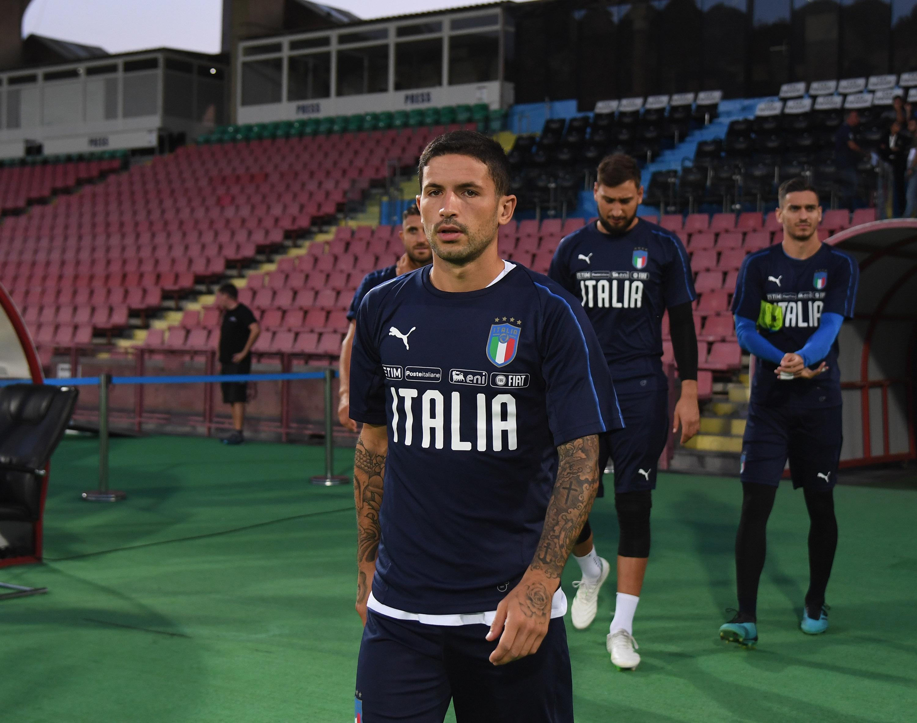 YEREVAN, ARMENIA - SEPTEMBER 04: Stefano Sensi of Italy looks on during Italy training session on September 4, 2019 in Yerevan, Armenia. (Photo by Claudio Villa/Getty Images)