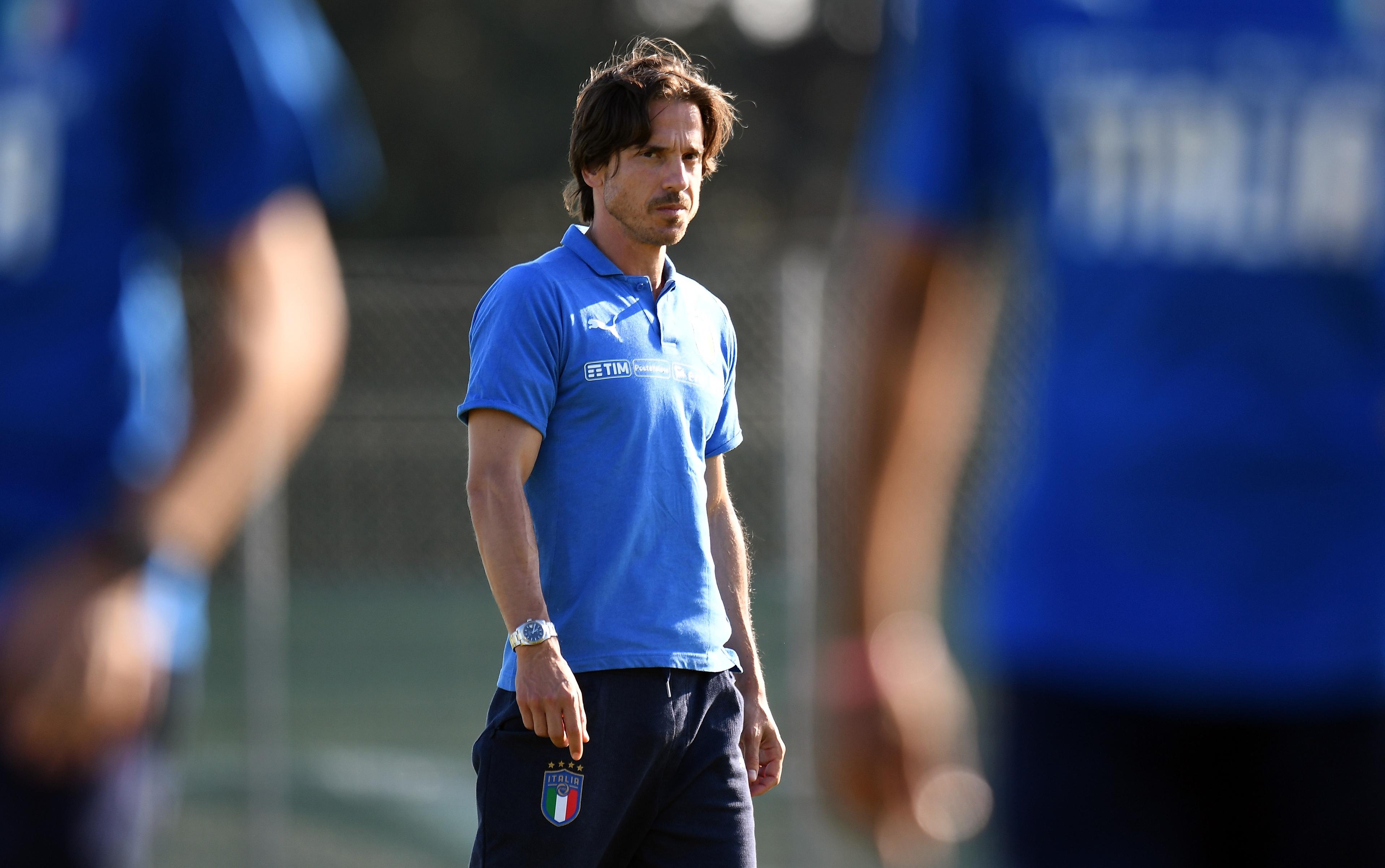 VERONA, ITALY - SEPTEMBER 05: Daniele Franceschini head coach of Italy U20 looks on during the U20 8 Nations Tournament match between Italy and Poland on September 5, 2019 in Caldiero near Verona, Italy. (Photo by Alessandro Sabattini/Getty Images)