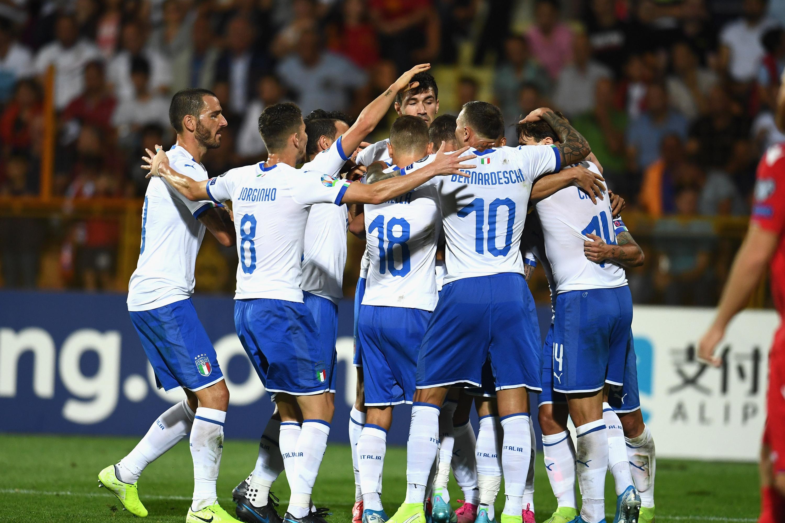 YEREVAN, ARMENIA - SEPTEMBER 05:  Andrea Belotti of Italy celebrates with team-mates after scoring the goal during the UEFA Euro 2020 qualifier between Armenia and Italy at Republican Stadium after Vazgen Sargsyan on September 5, 2019 in Yerevan, Armenia.  (Photo by Claudio Villa/Getty Images)