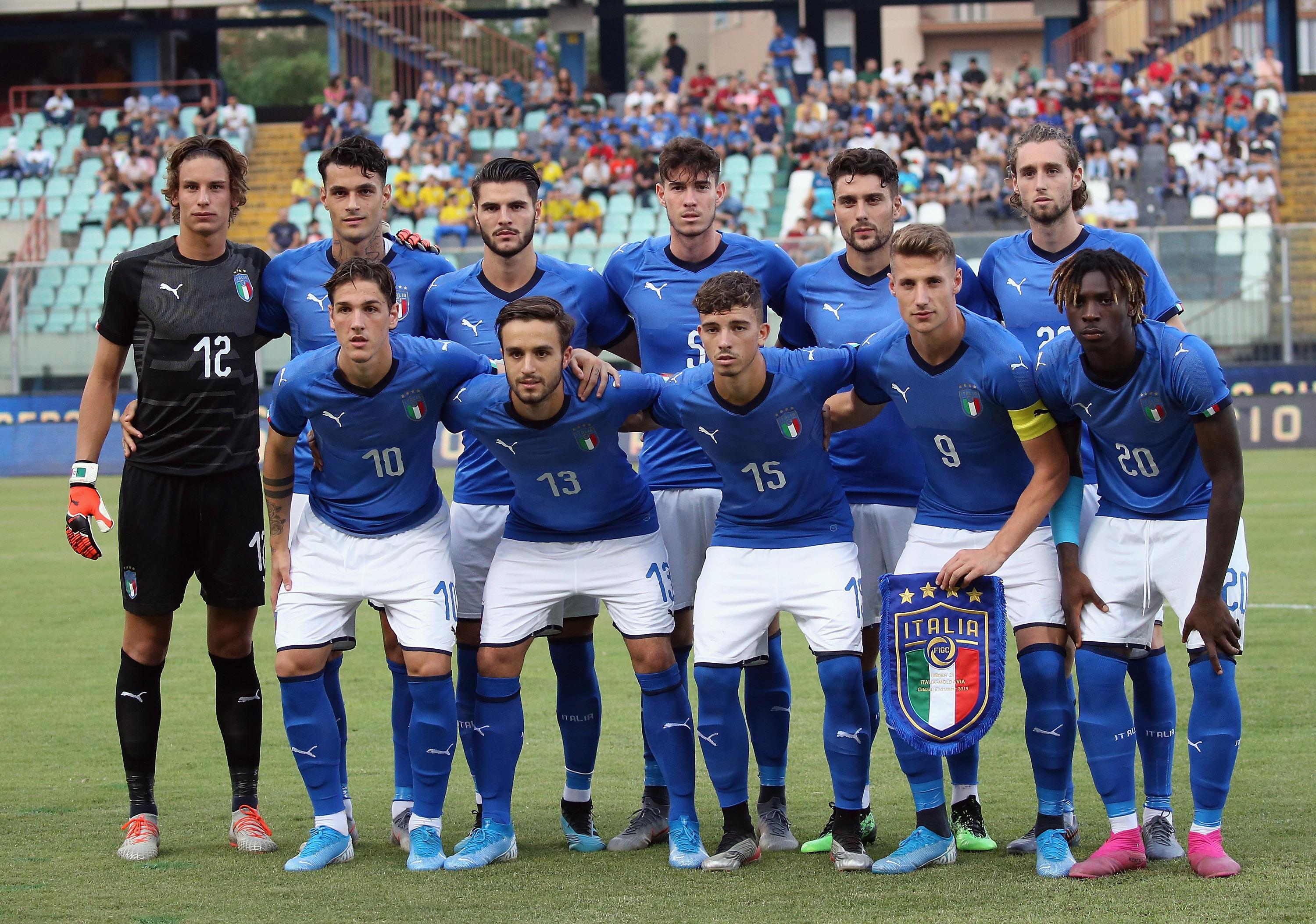 CATANIA, ITALY - SEPTEMBER 06: Players of Italy pose for photo prior the U21 International Friendly match between Italy and Moldova at Stadio Angelo Massimino on September 5, 2019 in Catania, Italy. (Photo by Maurizio Lagana/Getty Images)