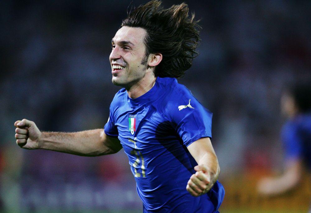 DORTMUND, GERMANY - JULY 04: Andrea Pirlo of Italy celebrates during the FIFA World Cup Germany 2006 Semi-final match between Germany and Italy played at the Stadium Dortmund on July 04, 2006 in Dortmund, Germany. (Photo by Alex Livesey/Getty Images)