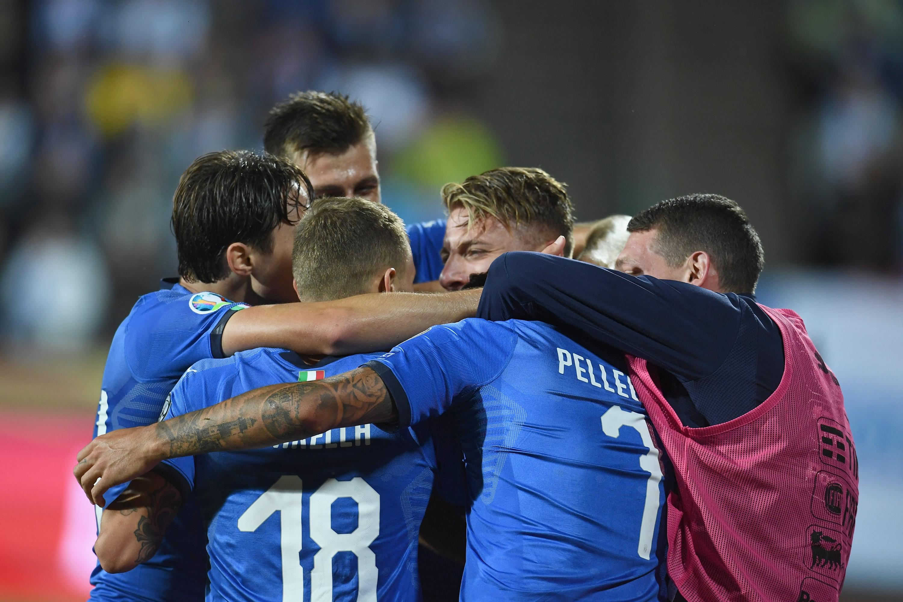 TAMPERE, FINLAND - SEPTEMBER 08:  Ciro Immobile of Italy celebrates after scoring the opening goal during the UEFA Euro 2020 qualifier between Finland and Italy at Tampere stadium (Ratina stadium) on September 8, 2019 in Tampere, Finland.  (Photo by Claudio Villa/Getty Images)