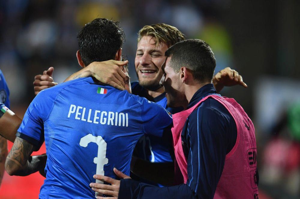 TAMPERE, FINLAND - SEPTEMBER 08:  Ciro Immobile of Italy celebrates after scoring the opening goal during the UEFA Euro 2020 qualifier between Finland and Italy at Tampere stadium (Ratina stadium) on September 8, 2019 in Tampere, Finland.  (Photo by Claudio Villa/Getty Images)
