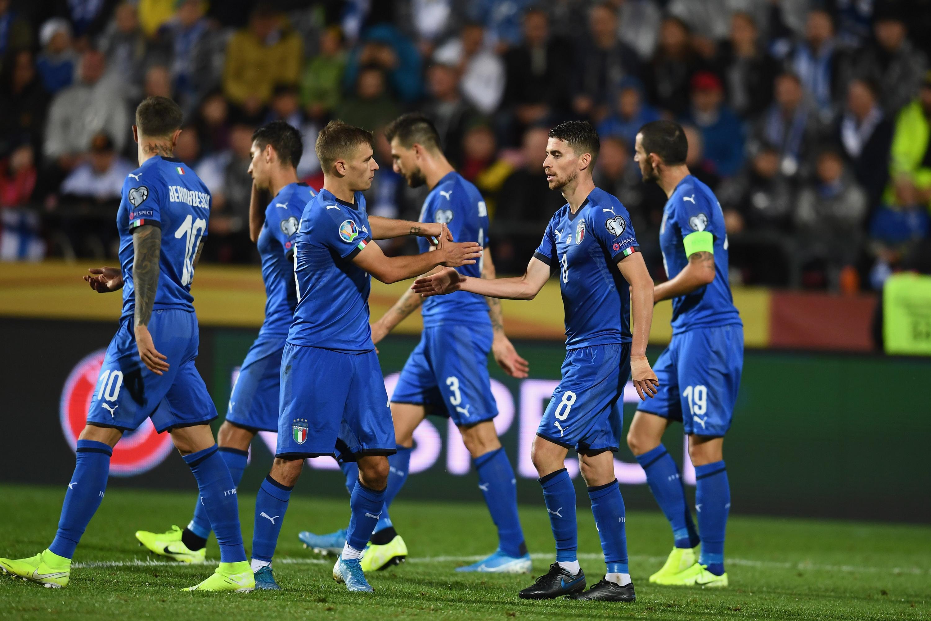 TAMPERE, FINLAND - SEPTEMBER 08:  Jorginho of Italy scores the second goal during the UEFA Euro 2020 qualifier between Finland and Italy at Tampere stadium (Ratina stadium) on September 8, 2019 in Tampere, Finland.  (Photo by Claudio Villa/Getty Images)