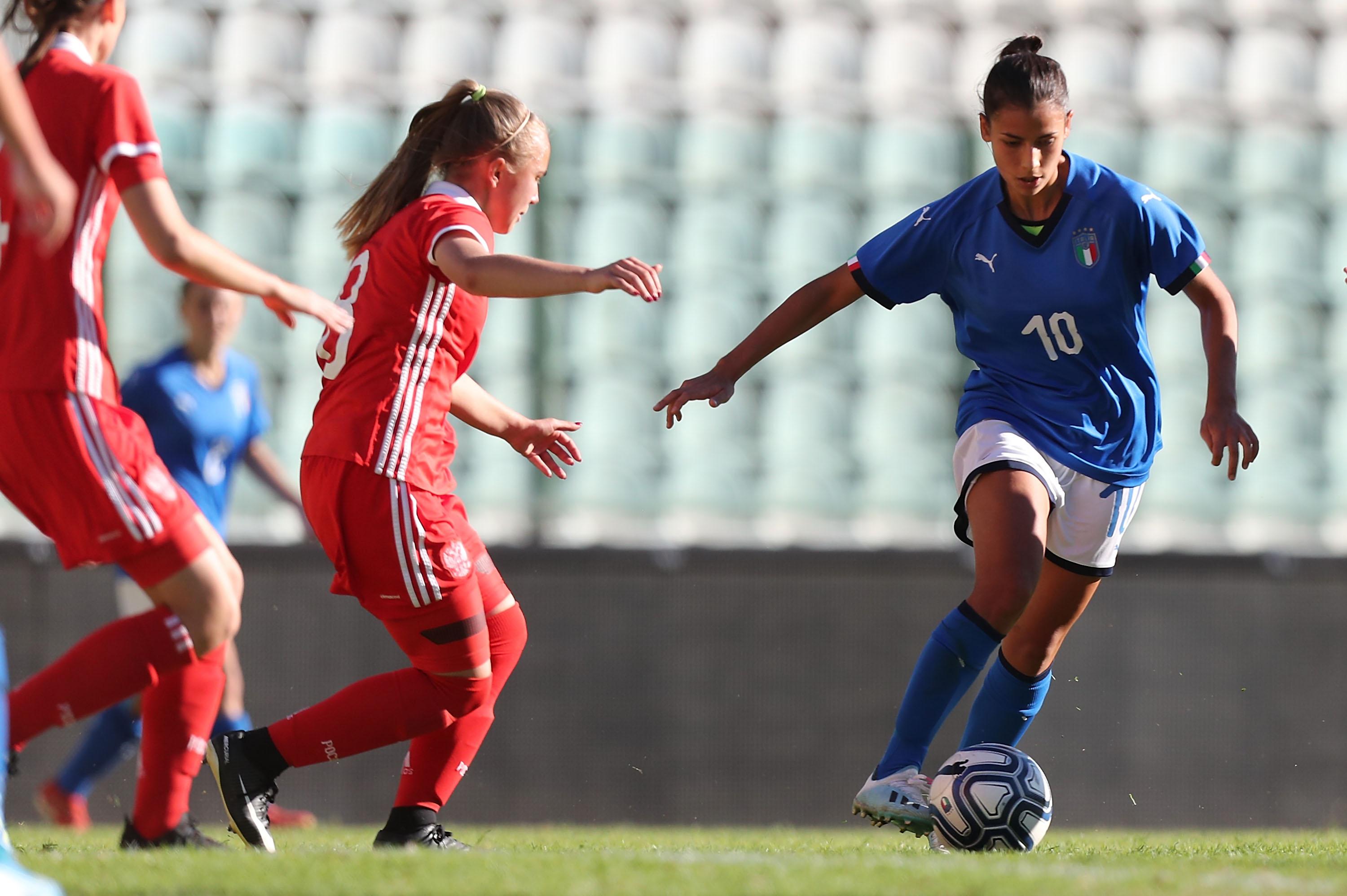 during the UEFA European Women's Under-19 Qualifying Round Group 8 match between Italy U19 and Russia U19 at Stadio Artemio Franchi on October 8, 2019 in Siena, Italy.