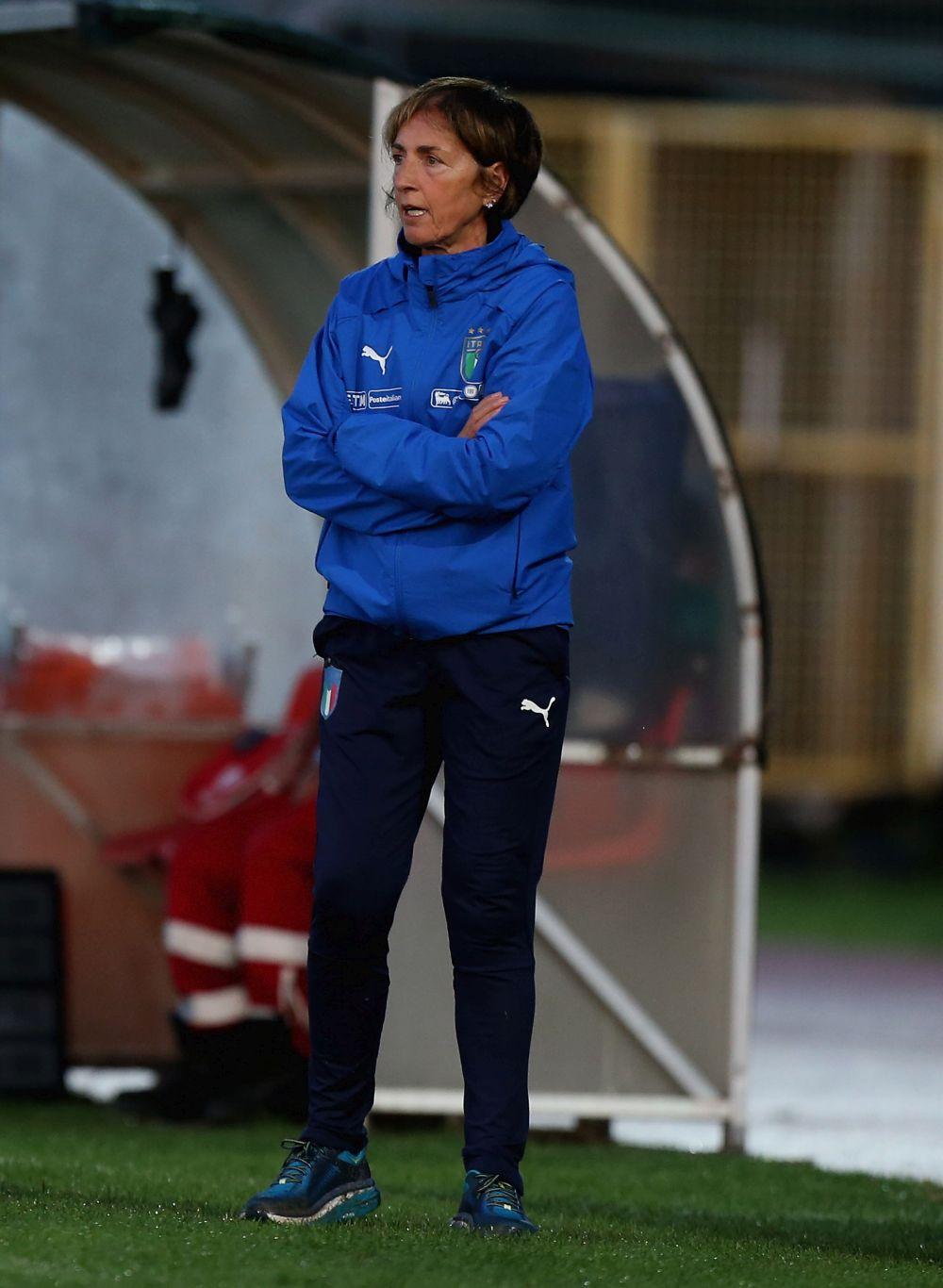 PERUGIA, ITALY - SEPTEMBER 23: Italy head coach Nazzarena Grilli looks on during the frendly match between Italy U17 women and Serbia U17 women at Enzo Blasone stadium on September 23, 2019 in Foligno near Perugia, Italy. (Photo by Paolo Bruno/Getty Images)