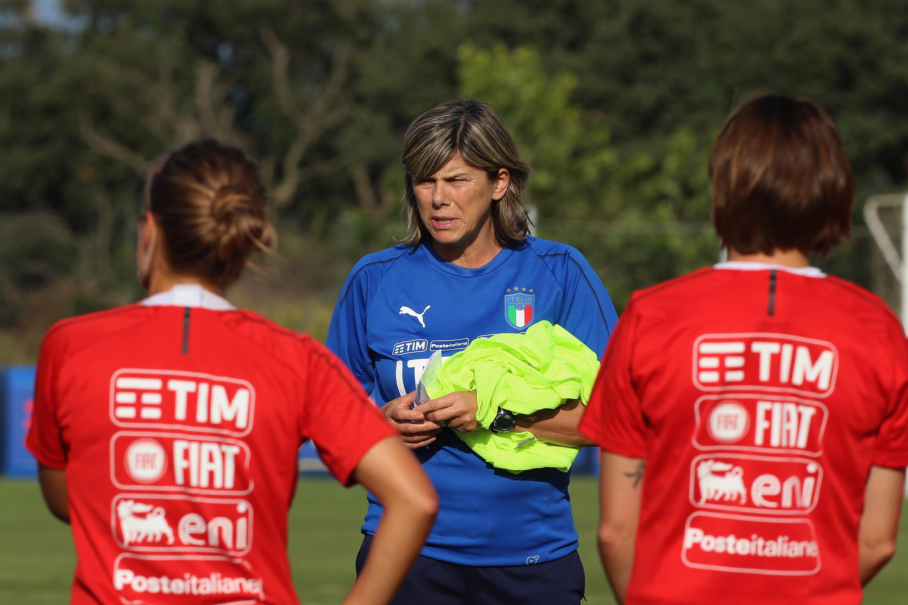 ROME, ITALY - SEPTEMBER 30:  Italy women head coach Milena Bertolini attends the Italy women training session at Mancini sport centre on September 30, 2019 in Rome, Italy.  (Photo by Paolo Bruno/Getty Images)