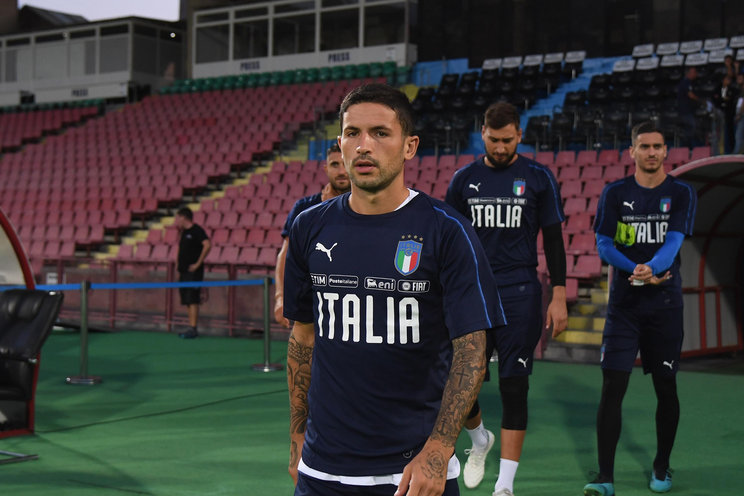 YEREVAN, ARMENIA - SEPTEMBER 04: Stefano Sensi of Italy looks on during Italy training session on September 4, 2019 in Yerevan, Armenia. (Photo by Claudio Villa/Getty Images)