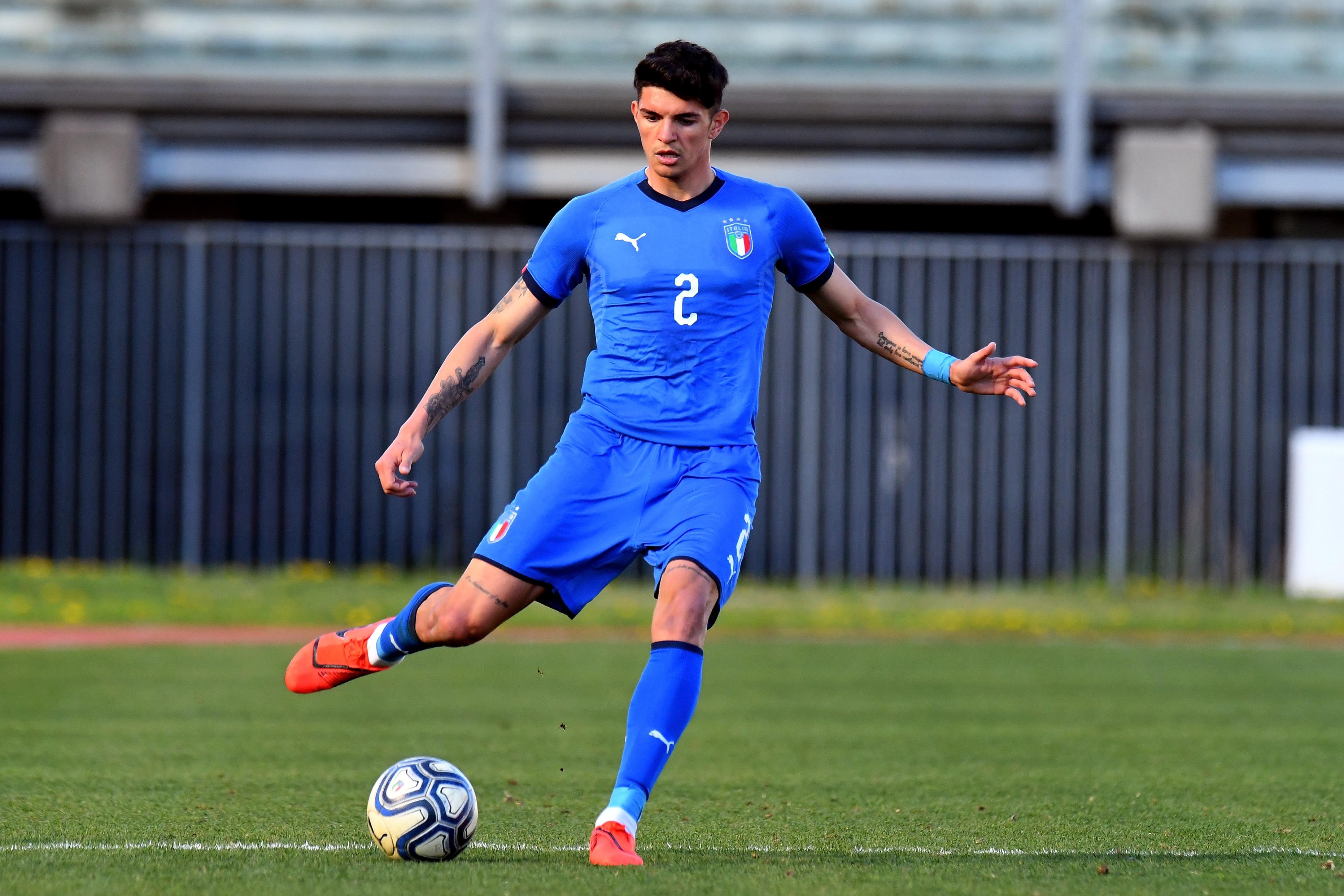 PADOVA, ITALY - MARCH 26: Raoul Bellanova of Italy U19  in action during the UEFA Elite Round match between Italy U19 and Serbia U19 on March 26, 2019 in Abano Terme near Padova, Italy.  (Photo by Alessandro Sabattini/Getty Images)