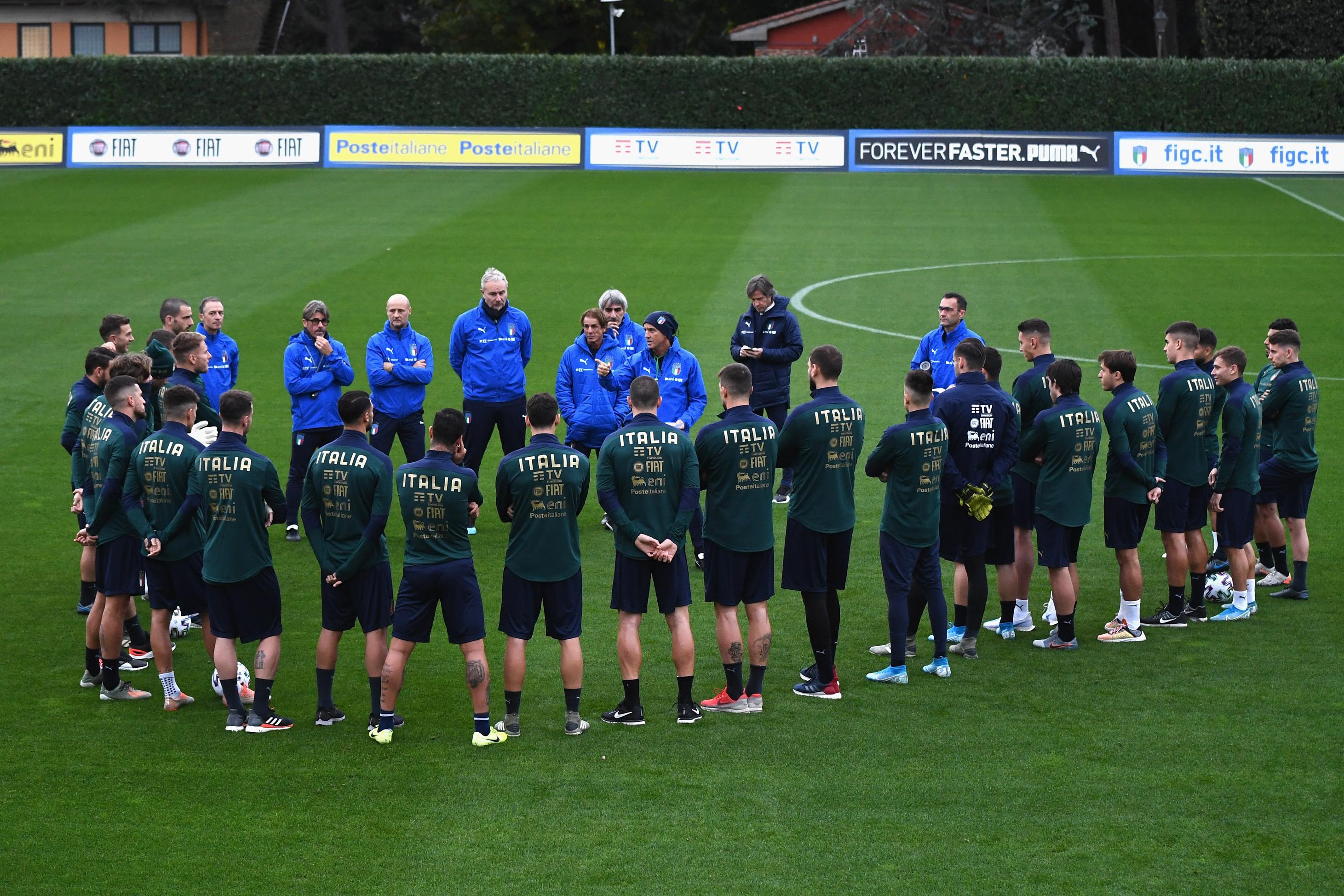 FLORENCE, ITALY - NOVEMBER 11:  A general view during a Italy training session at Centro Tecnico Federale di Coverciano on November 11, 2019 in Florence, Italy.  (Photo by Claudio Villa/Getty Images)