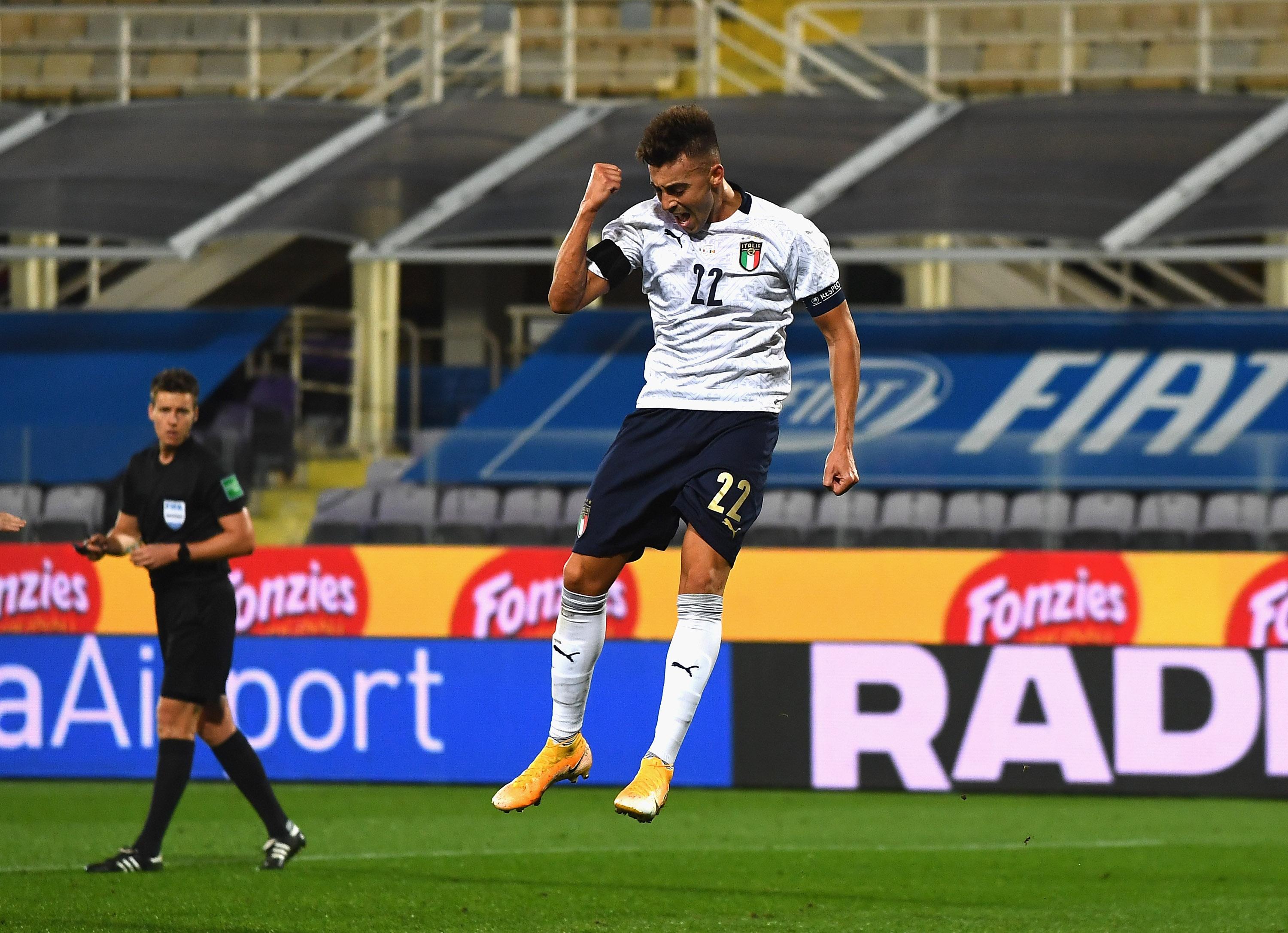 FLORENCE, ITALY - OCTOBER 07: Stephan El Shaarawy of Italy celebrates after scoring the goal during the international friendly match between Italy and Moldova at Artemio Franchi on October 7, 2020 in Florence, Italy. (Photo by Claudio Villa/Getty Images) *** Local Caption *** Stephan El Shaarawy