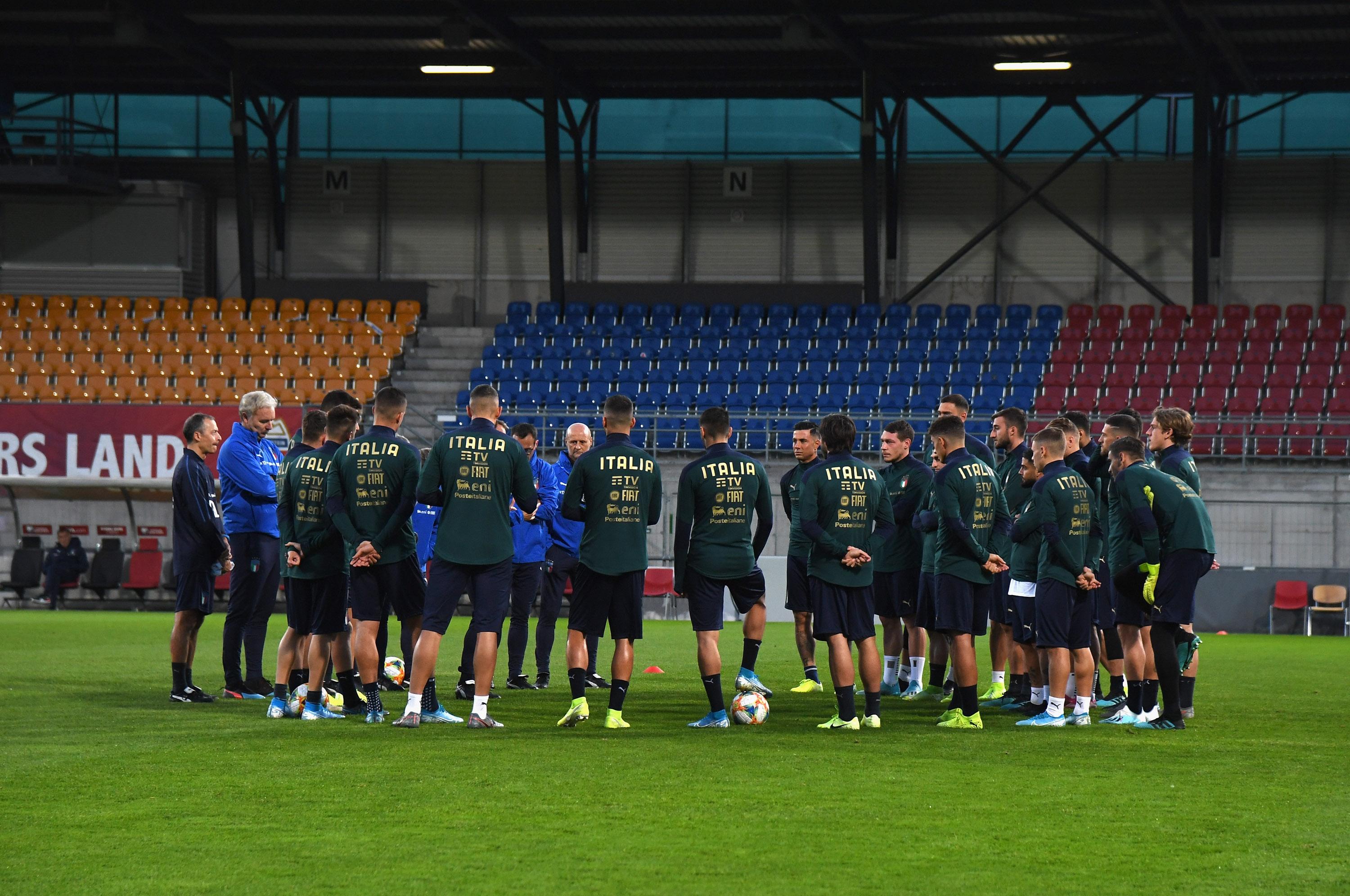 VADUZ, LIECHTENSTEIN - OCTOBER 14: A general view during a Italy training session at Rheinpark Stadion on October 14, 2019 in Vaduz, Liechtenstein. (Photo by Claudio Villa/Getty Images)