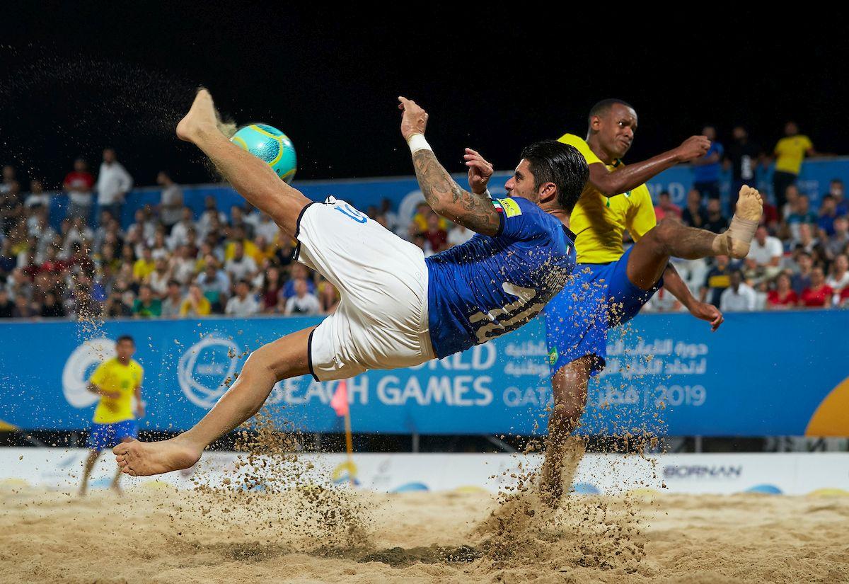 DOHA, QATAR - OCTOBER 15: ANOC World Beach Games Qatar 2019 at Katara Beach on October 15, 2019 in Doha, Qatar. (Photo by Manuel Queimadelos / Beach Soccer)