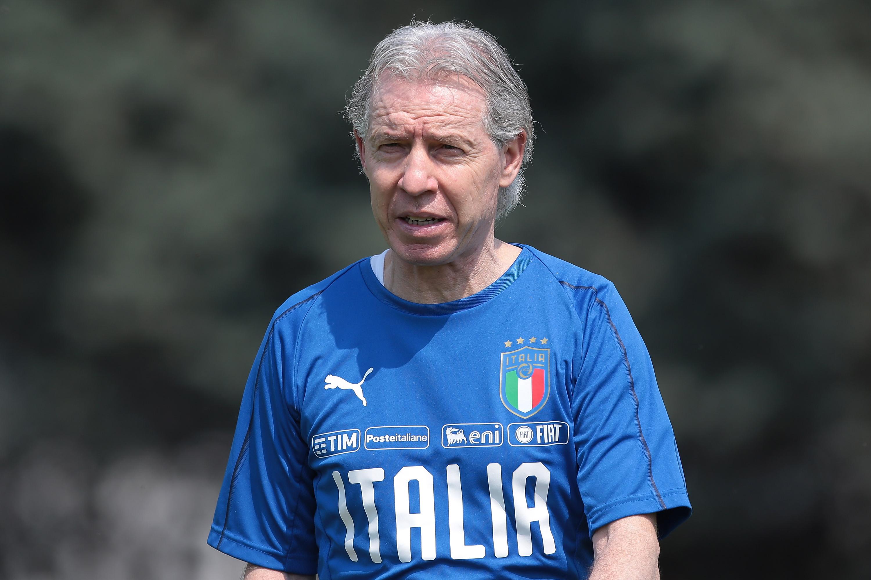BRESCIA, ITALY - APRIL 24: Italy head coach Daniele Zoratto looks on before the U16 International Friendly match between Italy and France on April 24, 2018 in Rezzato near Brescia, Italy. (Photo by Emilio Andreoli/Getty Images)