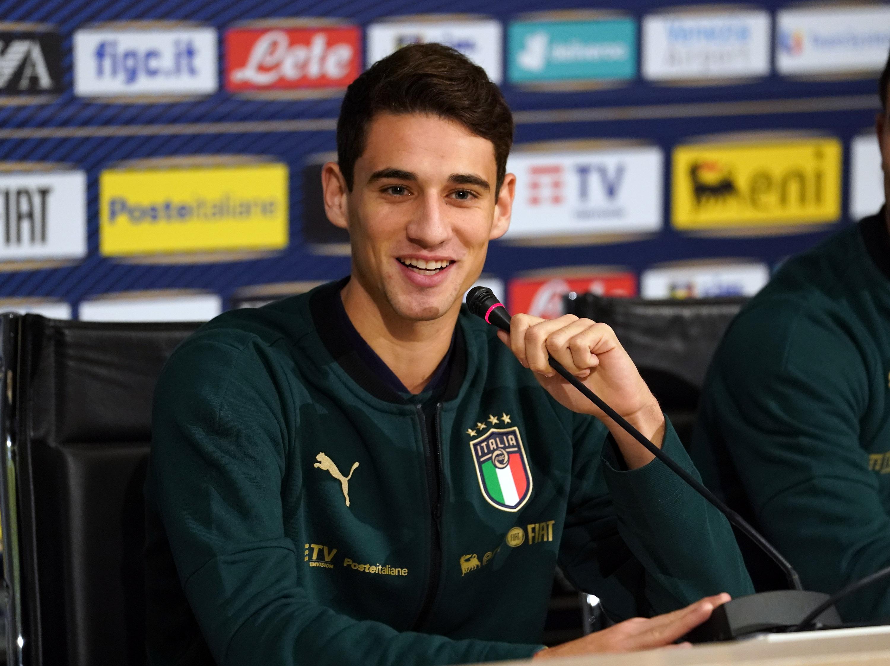 FLORENCE, ITALY - NOVEMBER 12: Andrea Cistana of Italy speaks with the media during Italy press conference at Centro Tecnico Federale di Coverciano on November 12, 2019 in Florence, Italy. (Photo by Claudio Villa/Getty Images)